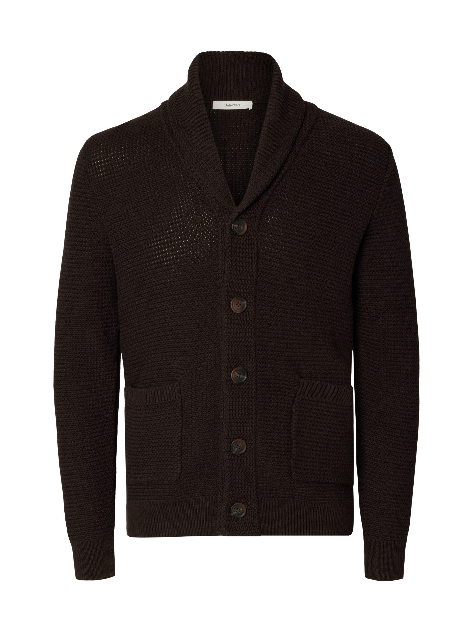 SELECTED HOMME Strickjacke SLMRICHARD BUTTON SHAWL NECK CARDIG