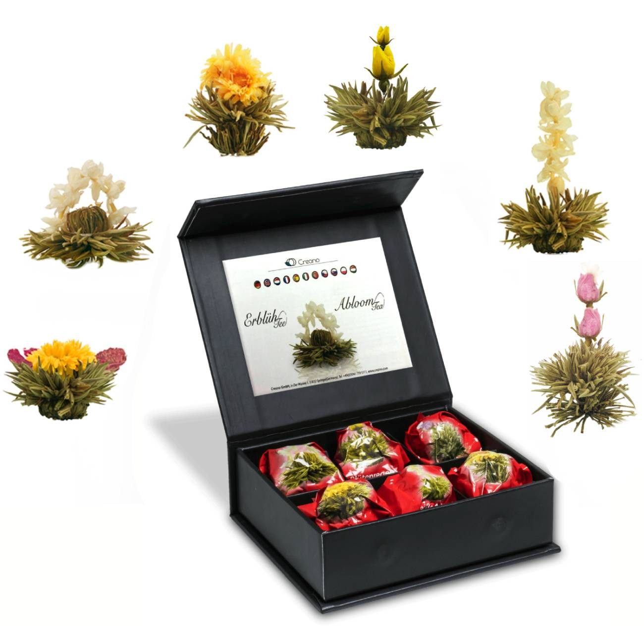 Creano Tee Teeblumen Mix 6er ErblühTee "Weißer Tee" Magnetbox mit Silberprägung, 1 x 6 St.