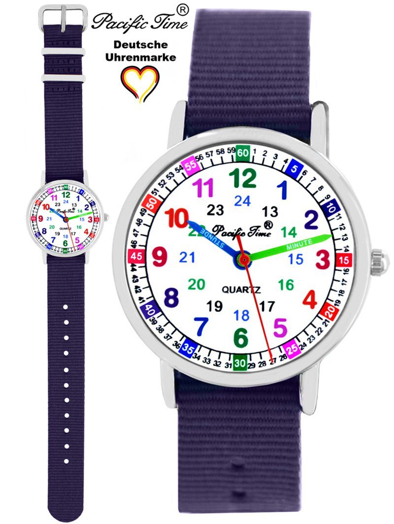 Match Pacific und Time - Lernuhr violett Design Gratis Kinder Mix Armbanduhr Versand Quarzuhr Wechselarmband,