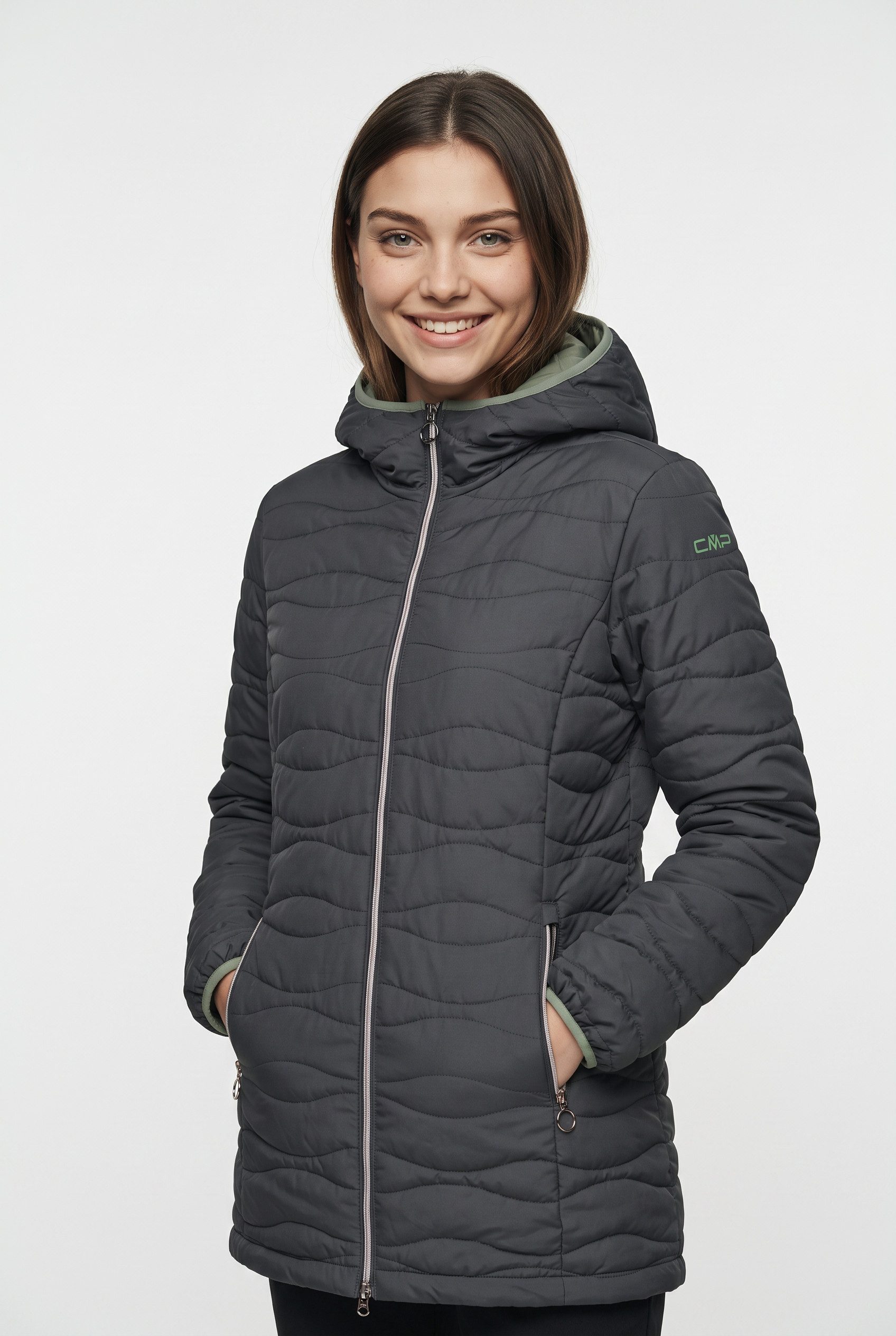 CMP Steppmantel WOMAN PARKA FIX HOOD mit Kapuze, aus Polyester