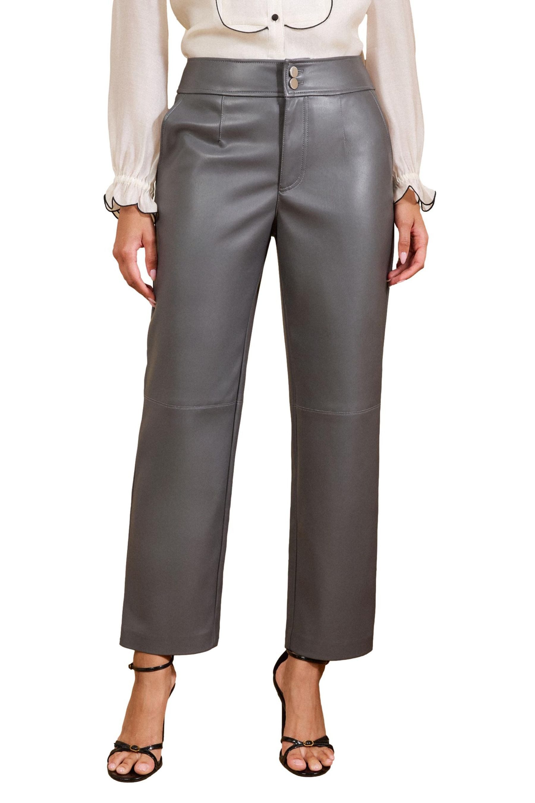 Love & Roses Lederhose Love & Roses Hose aus Kunstleder mit geradem Bein (1-tlg)