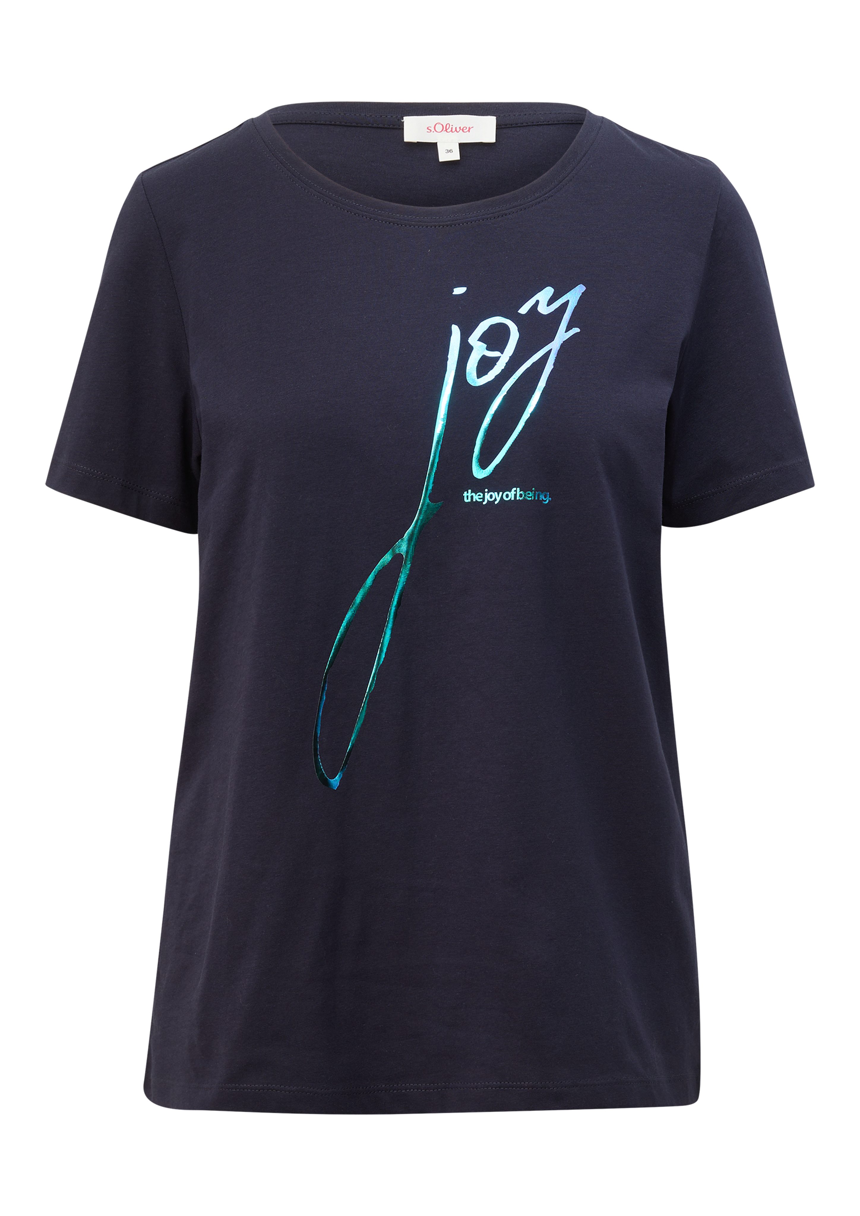 s.Oliver T-Shirt mit Aufschrift vorne blue