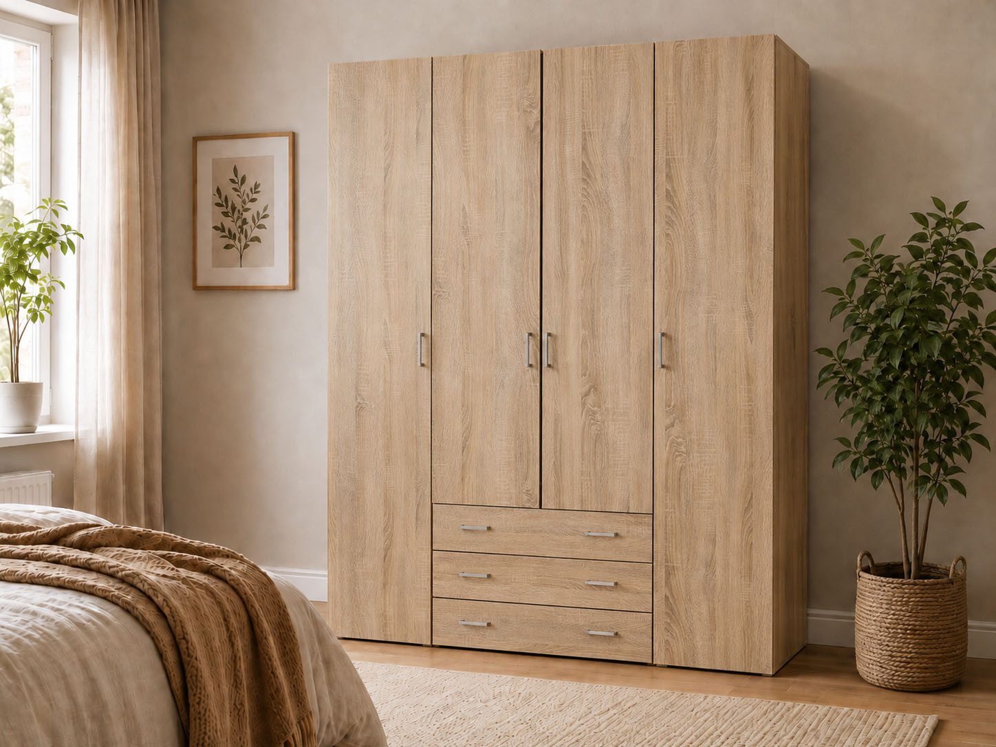 Home affaire Kleiderschrank Space Drehtürenschrank, Aufbewahrung Kasten Schrank Stauraum Breite 78, 115,8 oder 154 cm, mit je 3 Schubkästen, innen Einlegeböden