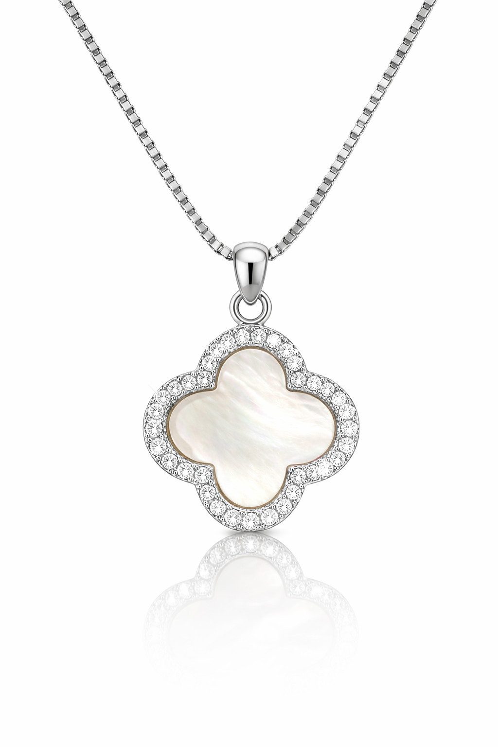 ROUGEMONT Kette mit Anhänger Kleeblatt Damen Clover Halskette Glücksbringer 925 Sterling Silber, Hypoallergen für empfindliche Haut