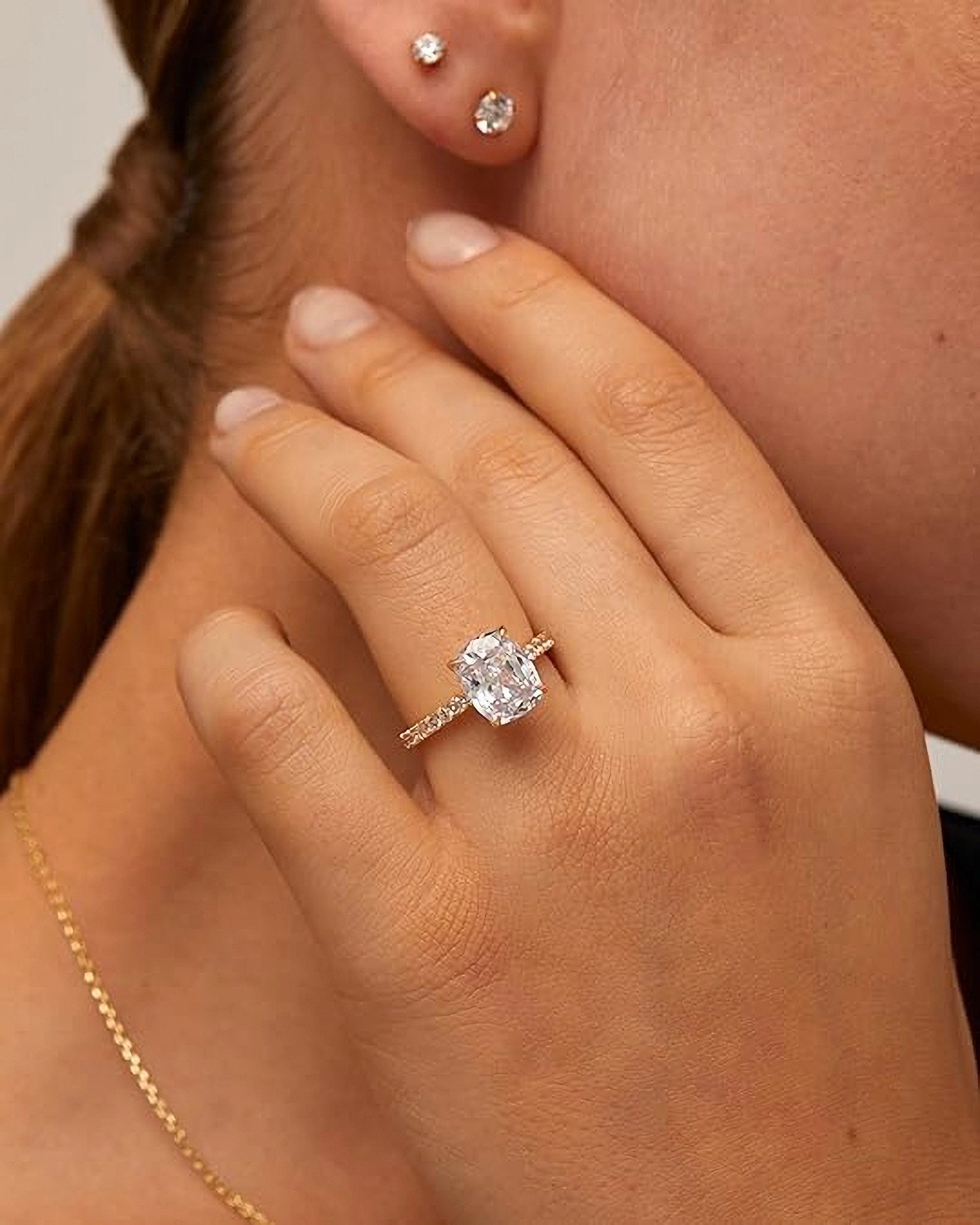 Jumpeak Trauring 585 Gold,1.5ct Diamantring im Kissenschliff, Damen-Ehering, D, VS1, 2ex, IGI-Zertifikat, für Verlobungen, Geburtstage, Jahrestage