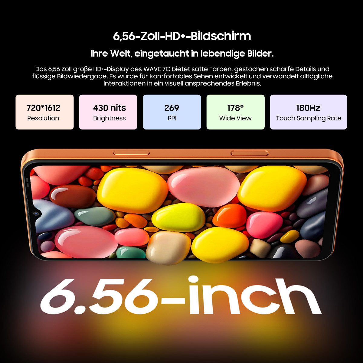 blackview WAVE 7C 6,56-Zoll HD+ IPS Handy Ohne Vertrag,16GB+128GB/2TB Android 16 Smartphone (6,56 Zoll, 128 GB Speicherplatz, 32 MP Kamera, 5000mAh Simlockfreie Handy, 32MP+13MP KI Kamera, 4G Dual SIM/Face ID)
