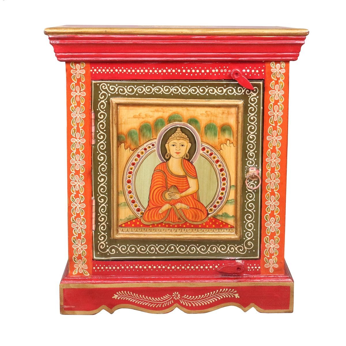 Oriental Galerie Mehrzweckschrank Tibet Wandschrank Buddha Yeshe Rot 60 cm