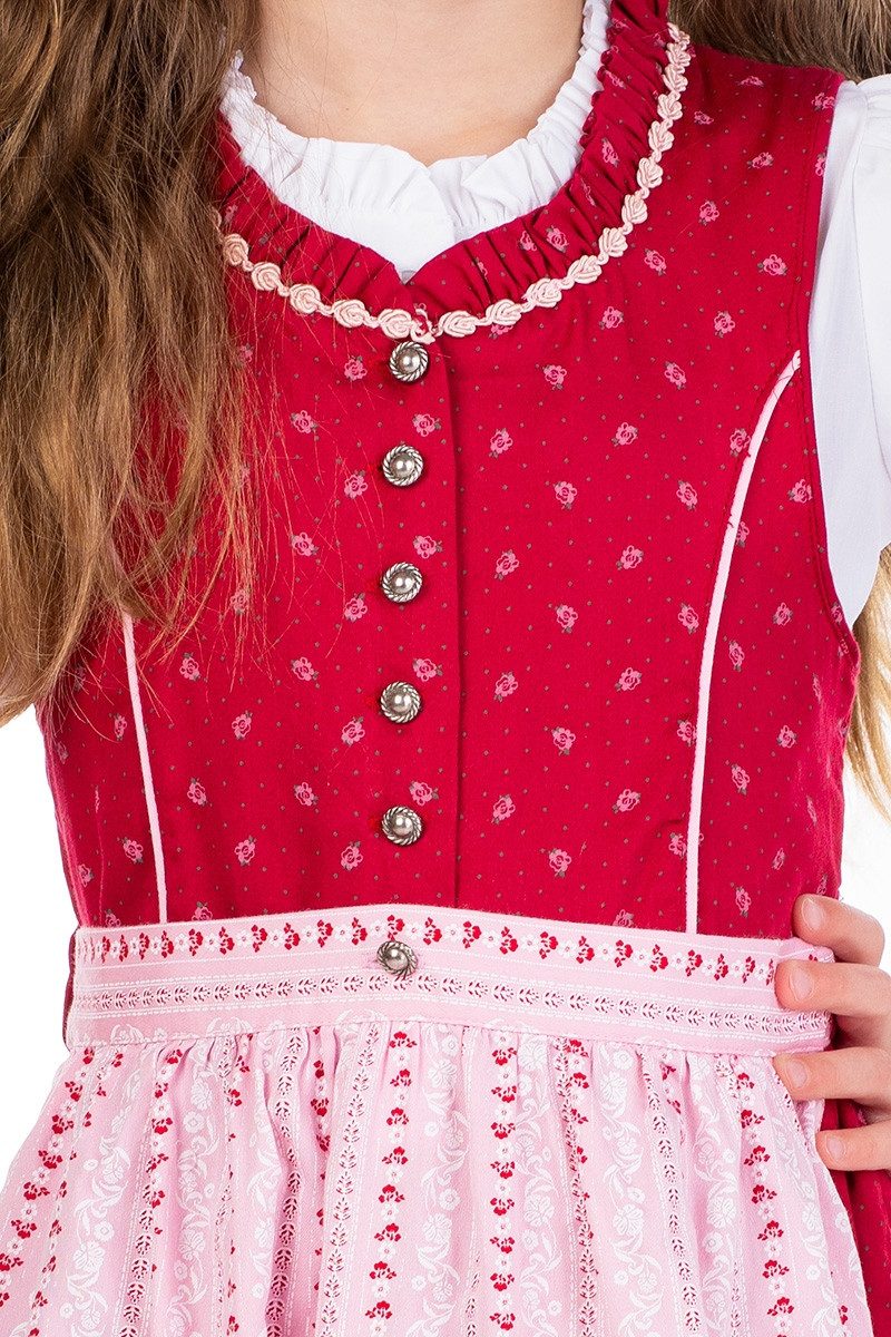 Isar-Trachten Dirndl Kinderdirndl 3tlg. - ALEA - rot/rosa