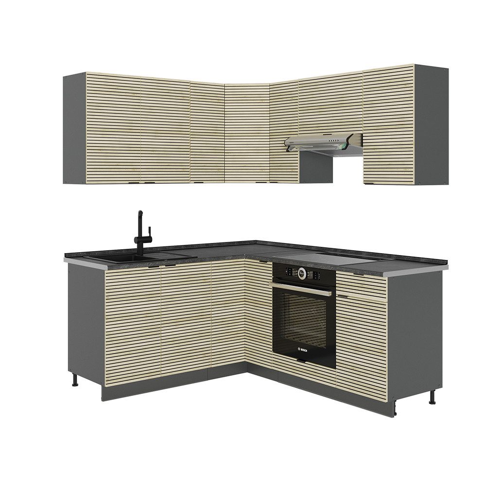 Vicco Küchenzeile R-Line, Goldkraft Eiche/Anthrazit, 140 günstig online kaufen