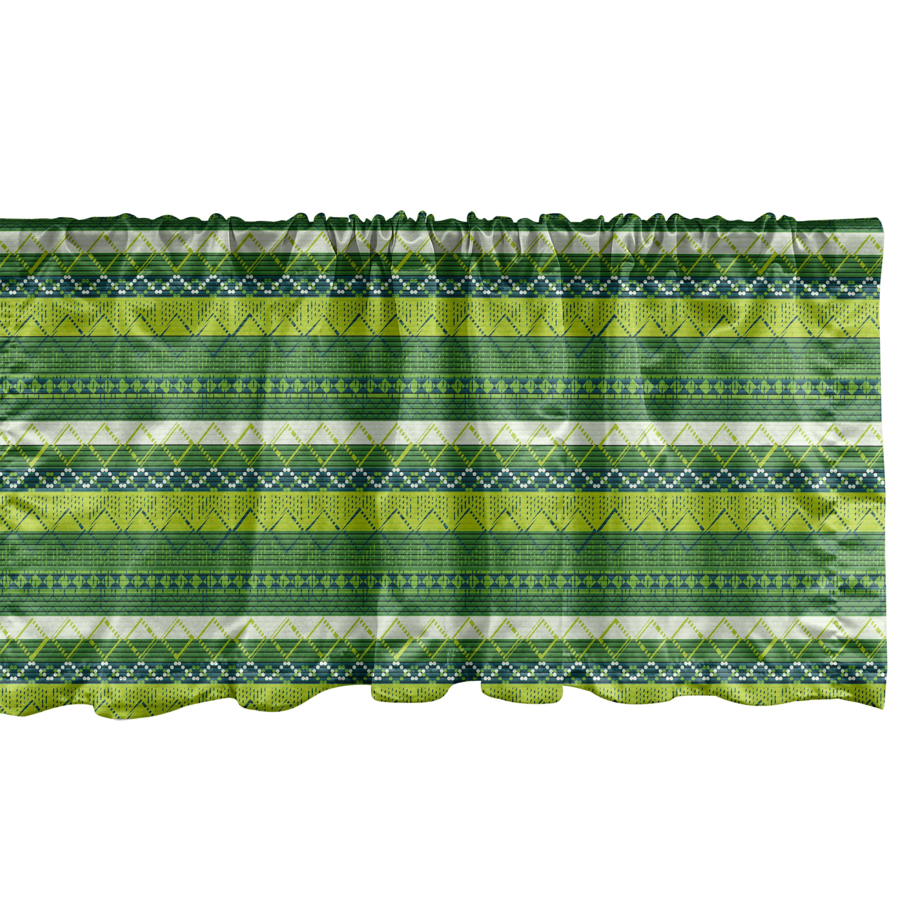 Scheibengardine Vorhang Volant für Küche Schlafzimmer Dekor mit Stangentasche, Abakuhaus, Microfaser, Aztekisch Natur-Ton-Dreieck und Linie