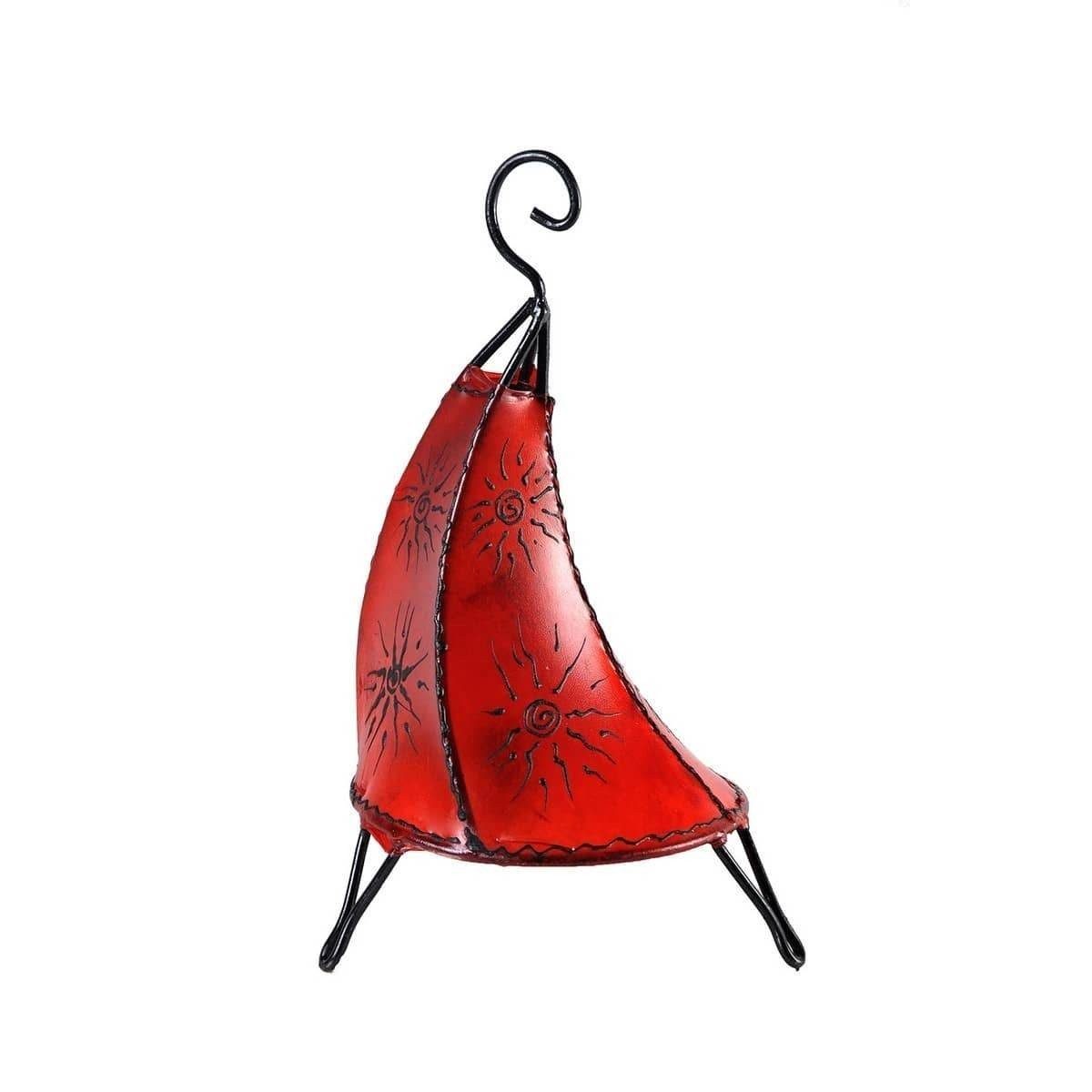 SIMANDRA Stehlampe Tissir Sonne 36 cm, Ambilight, ohne Leuchtmittel, Warmweiß, marokkanische Lederlampe Rot | Standleuchten