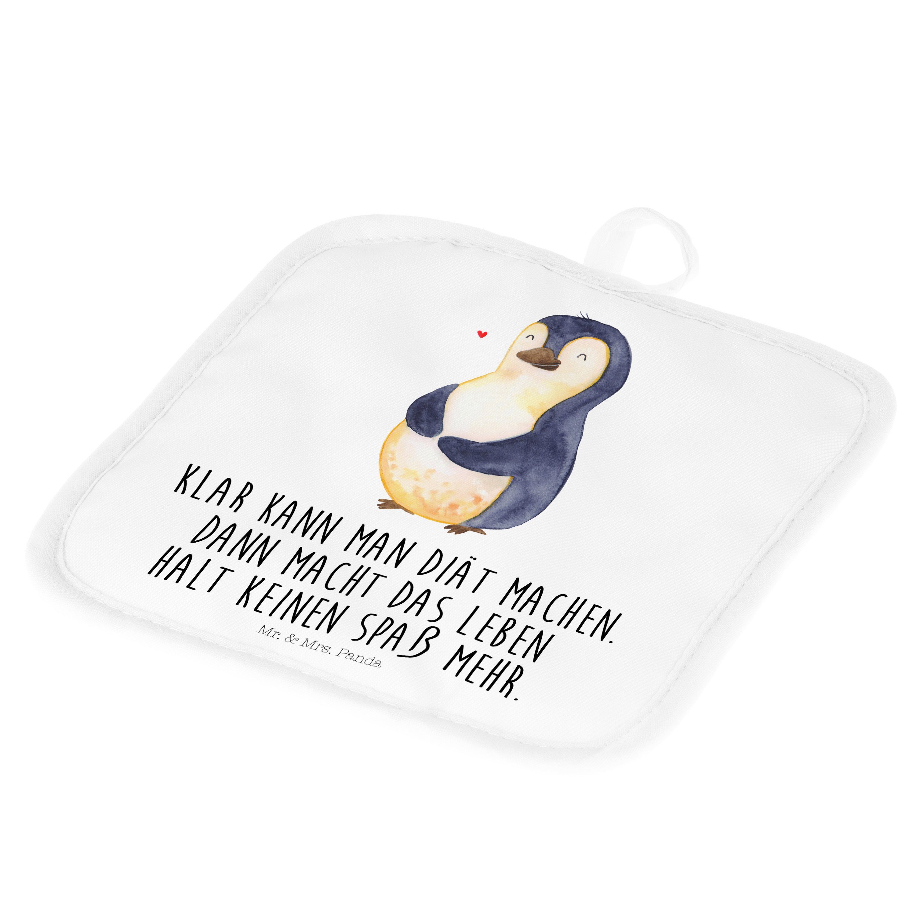 Geschenk, - Pinguin - Weiß Panda Diät foodbaby, Mrs. Mr. Topflappen & Ofenhandschuh, Selbstliebe, (1-tlg)