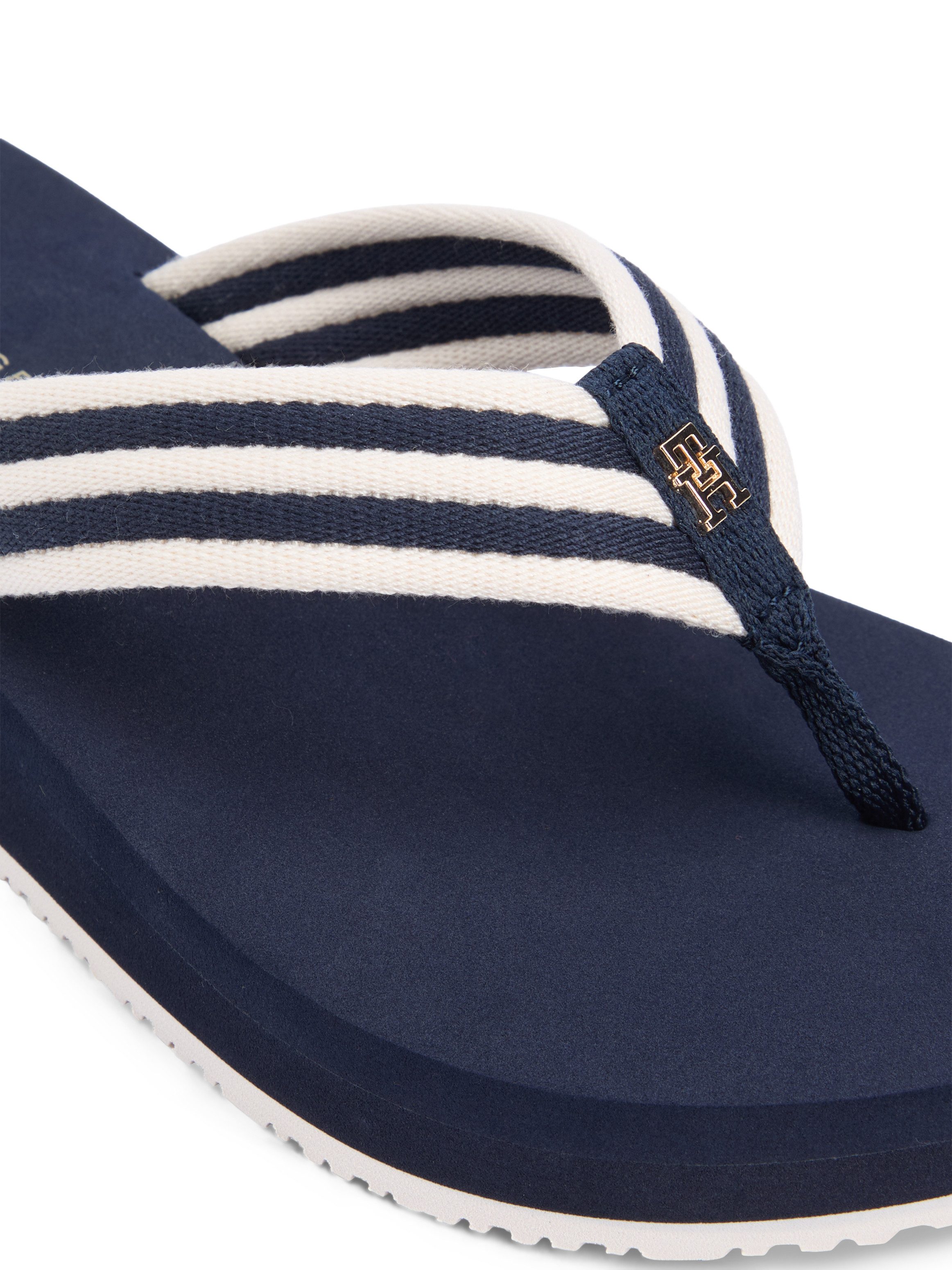 Tommy Hilfiger TH STRIPE SUMMER SANDAL Zehentrenner Sommerschuh, Dianette, Plateauschuh mit gestreifter Bandage