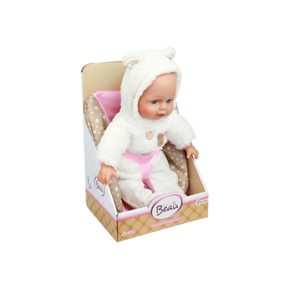 Toi-Toys Actionfigur Toi-Toys BEAU Babypuppe 33 cm – Kuschelpuppe im Kindersitz