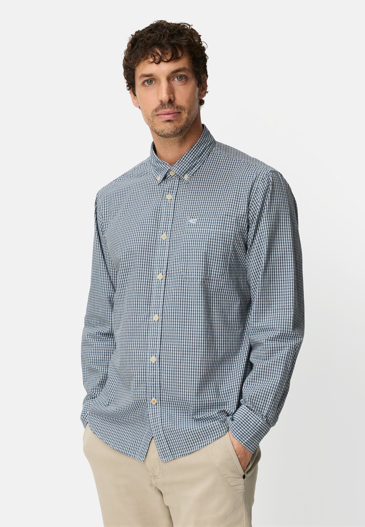 camel active Karohemd mit Knopfleiste Langarm Hemdblusenkragen Hemdblusenkr günstig online kaufen