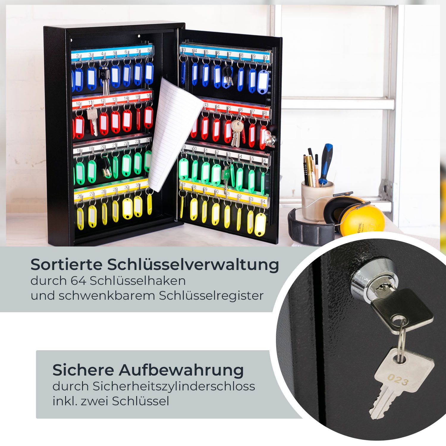 HMF Schlüsselkasten abschließbarer Schlüsselschrank mit 64 günstig online kaufen