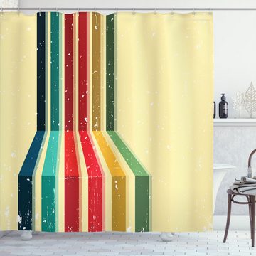 Abakuhaus Duschvorhang Moderner Digitaldruck mit 12 Haken auf Stoff Wasser Resistent Breite 175 cm, Höhe 180 cm, Vintage Jahrgang Bunte Streifen