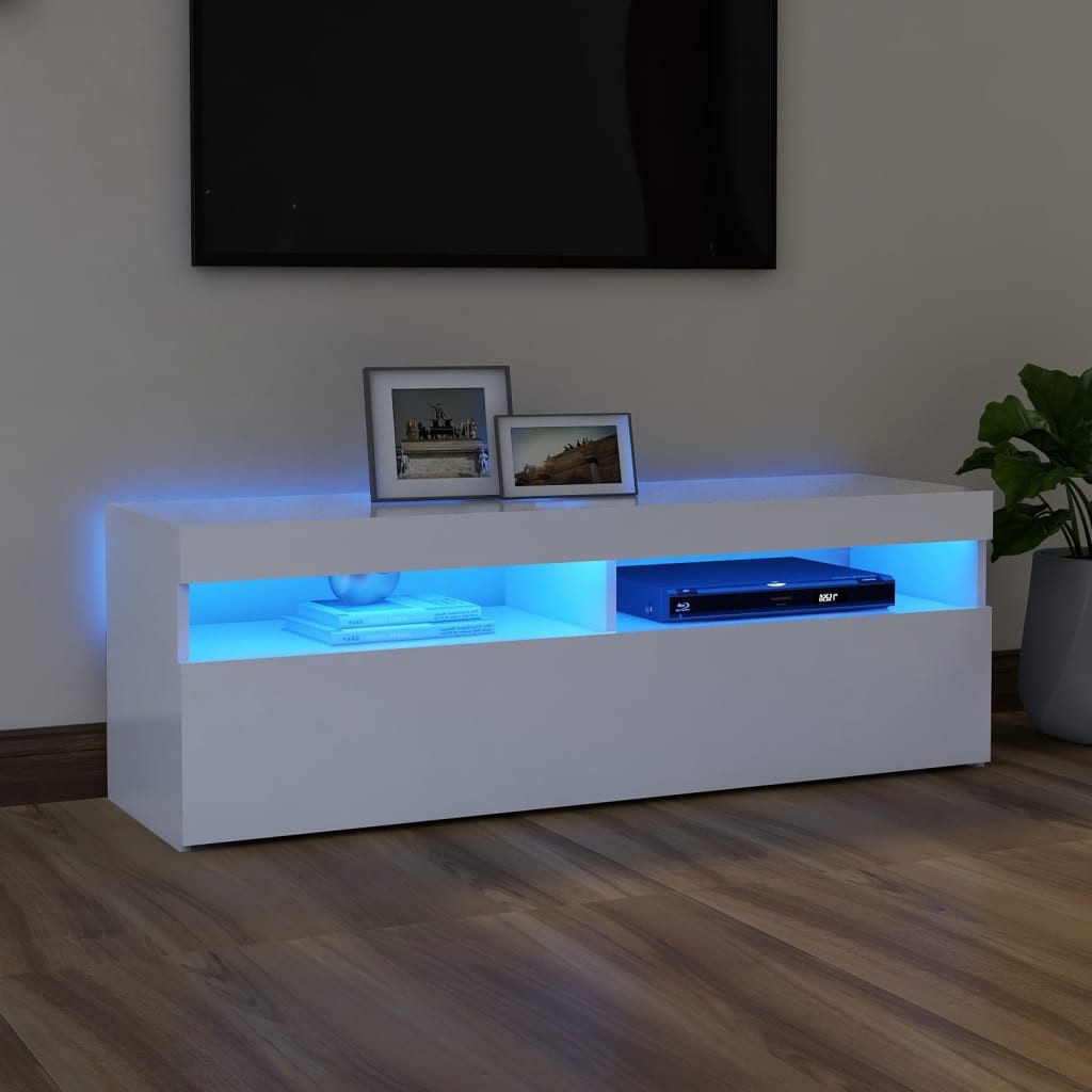 vidaXL TV-Schrank NA TV-Schrank mit LED Leuchten Weiß 120x35x40 cm Lowboard