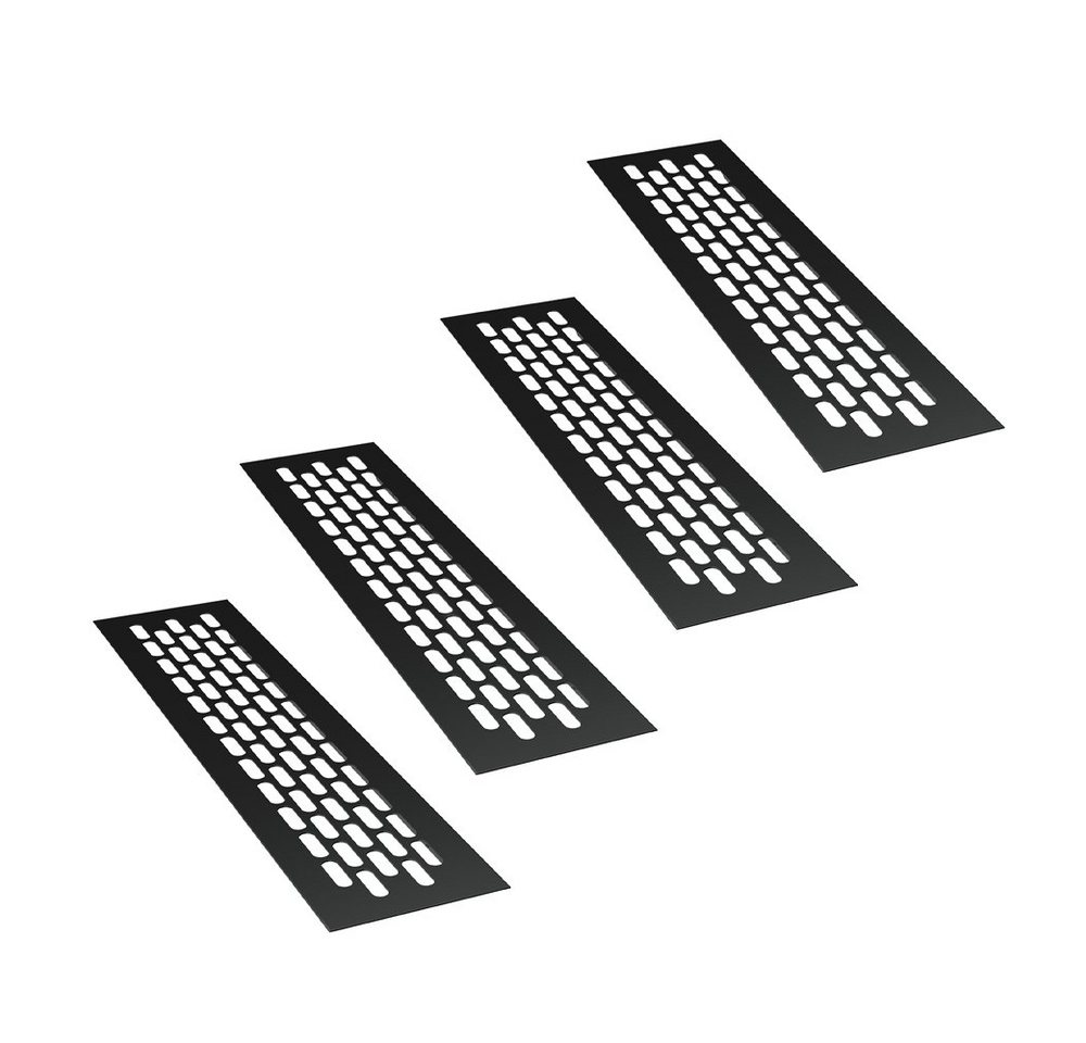 sossai® Lüftungsgitter Aluminium Belüftungsgitter Türgitter in Schwarz (4 St)