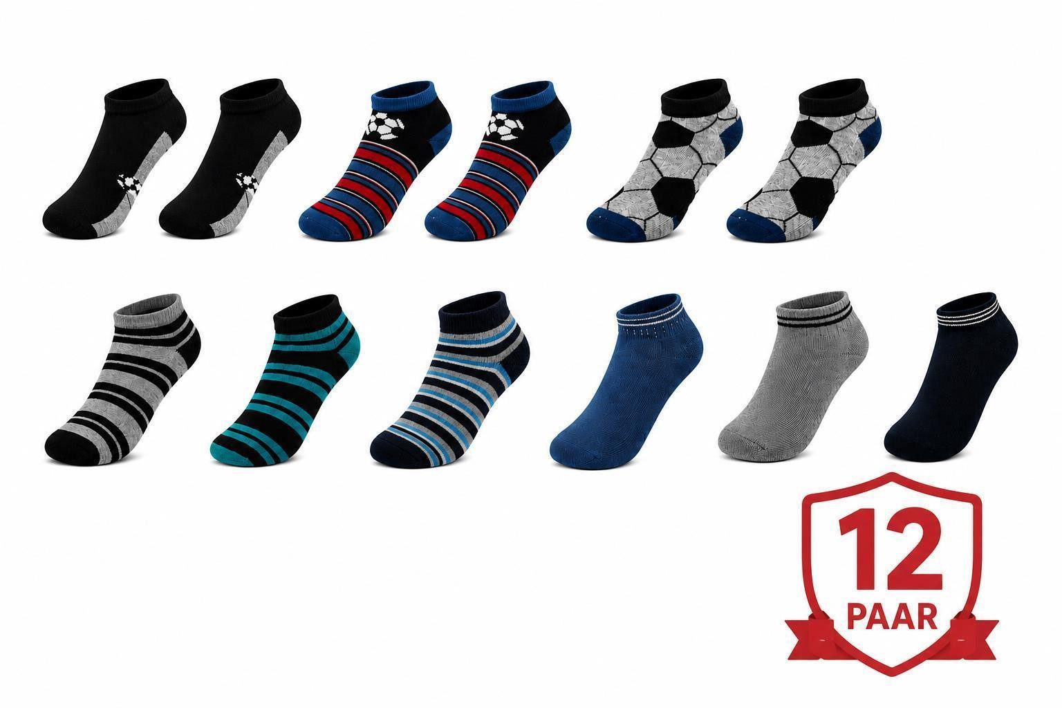 EloModa Sneakersocken Kinder Sneaker Socken 12 Paar Antirutsch ABS Noppen Baumwolle, (12-Paar) 12 Paar Kinder Sneaker Socken mit ABS Antirutsch-Noppen – Bild 2 von 3