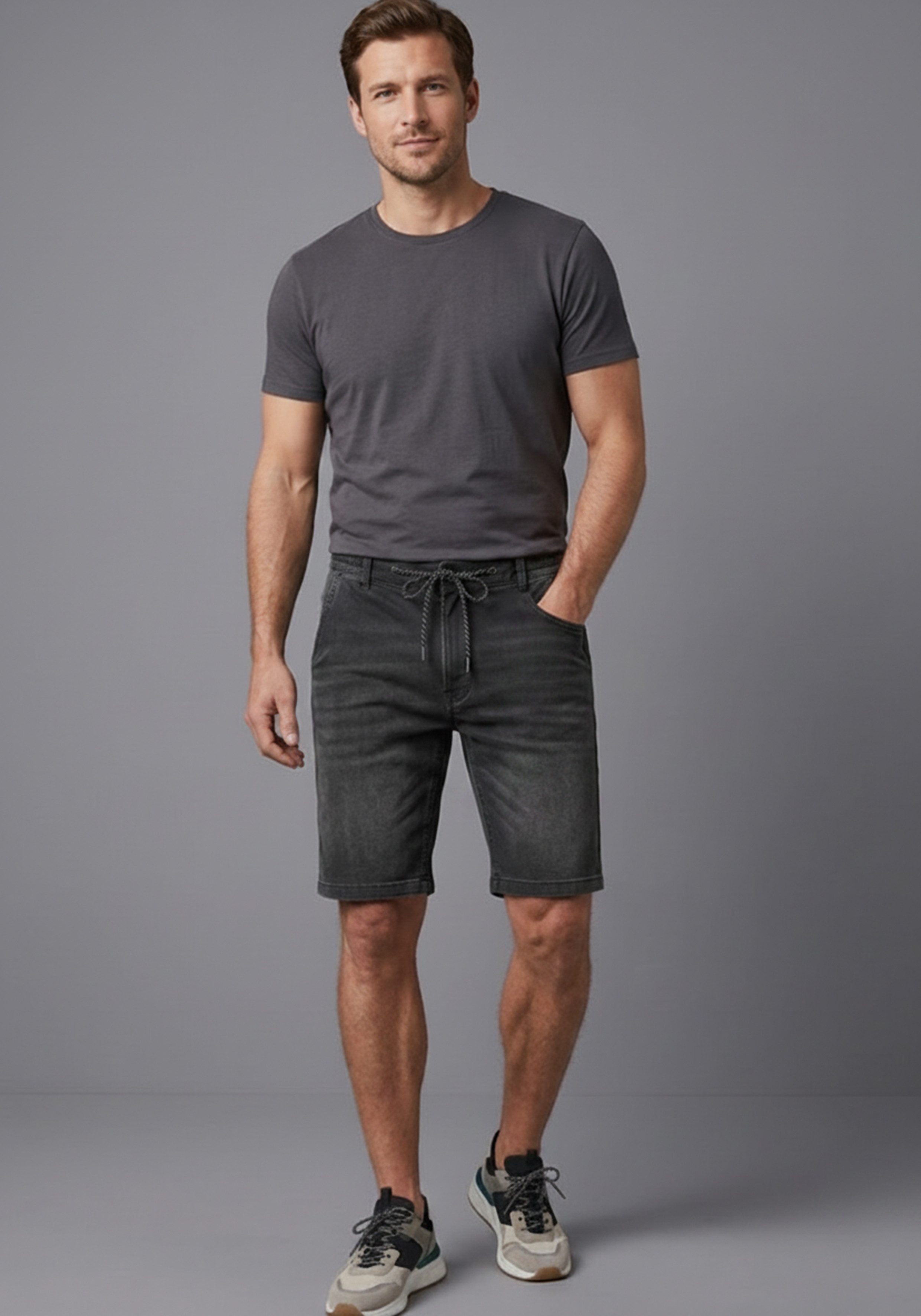 Arizona Jogg-Jeansbermudas Regular Fit, gerades Bein, niedrige Leibhöhe, mit Kordelzug