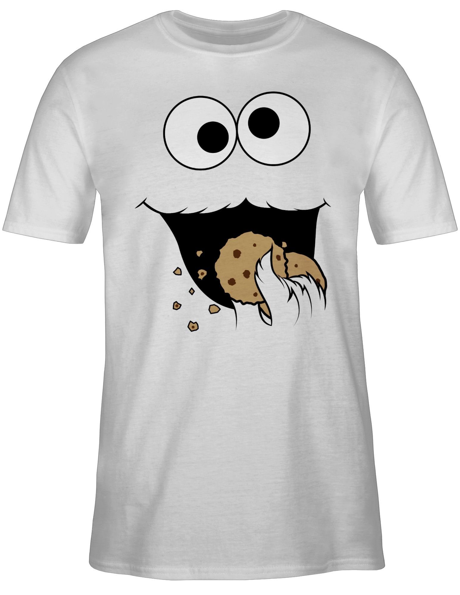 & Keks-Monster Shirtracer Karneval T-Shirt 3 Weiß Fasching