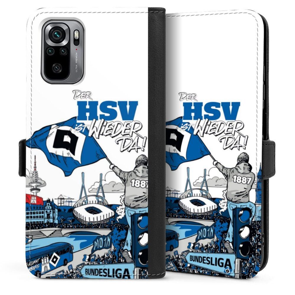 DeinDesign Handyhülle Hamburger SV Offizielles Lizenzprodukt Aufstieg, Xiaomi Redmi Note 10 4G Hülle Handy Flip Case Wallet Cover
