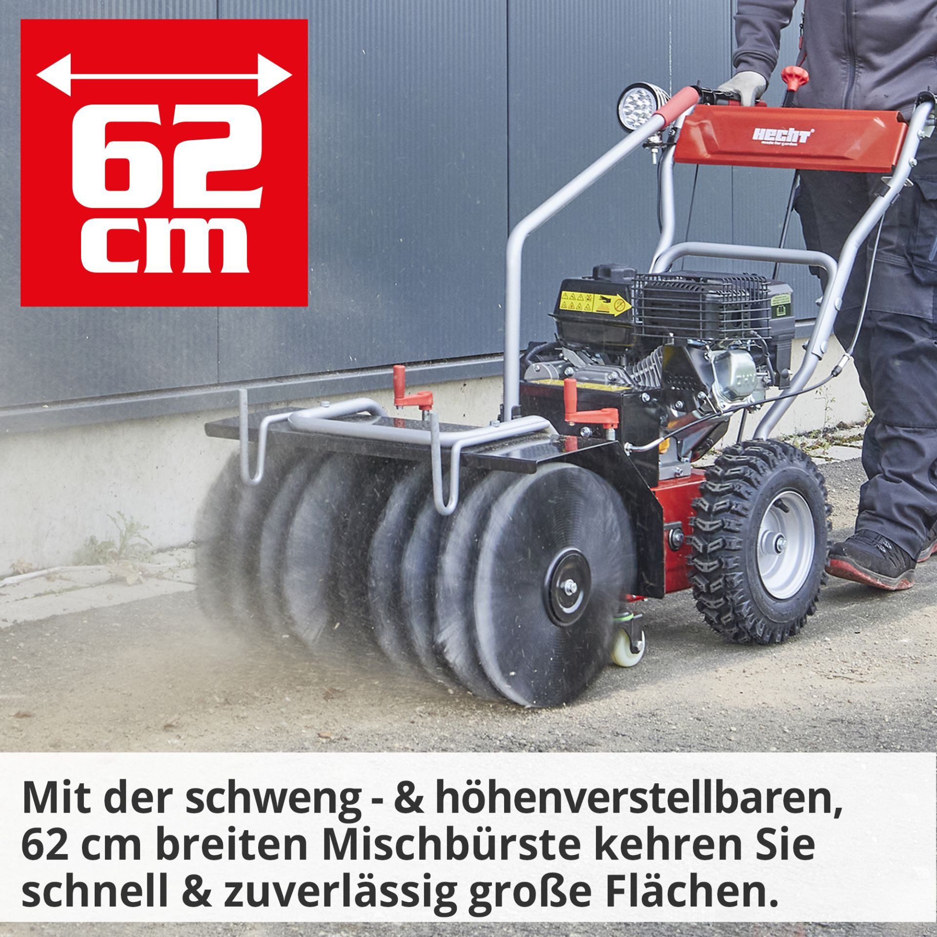 Hecht Benzin-Kehrmaschine 8616 SE mit Auffangbehälter, 62,00 cm Arbeitsbreite, Elektrostart, 6,5 PS