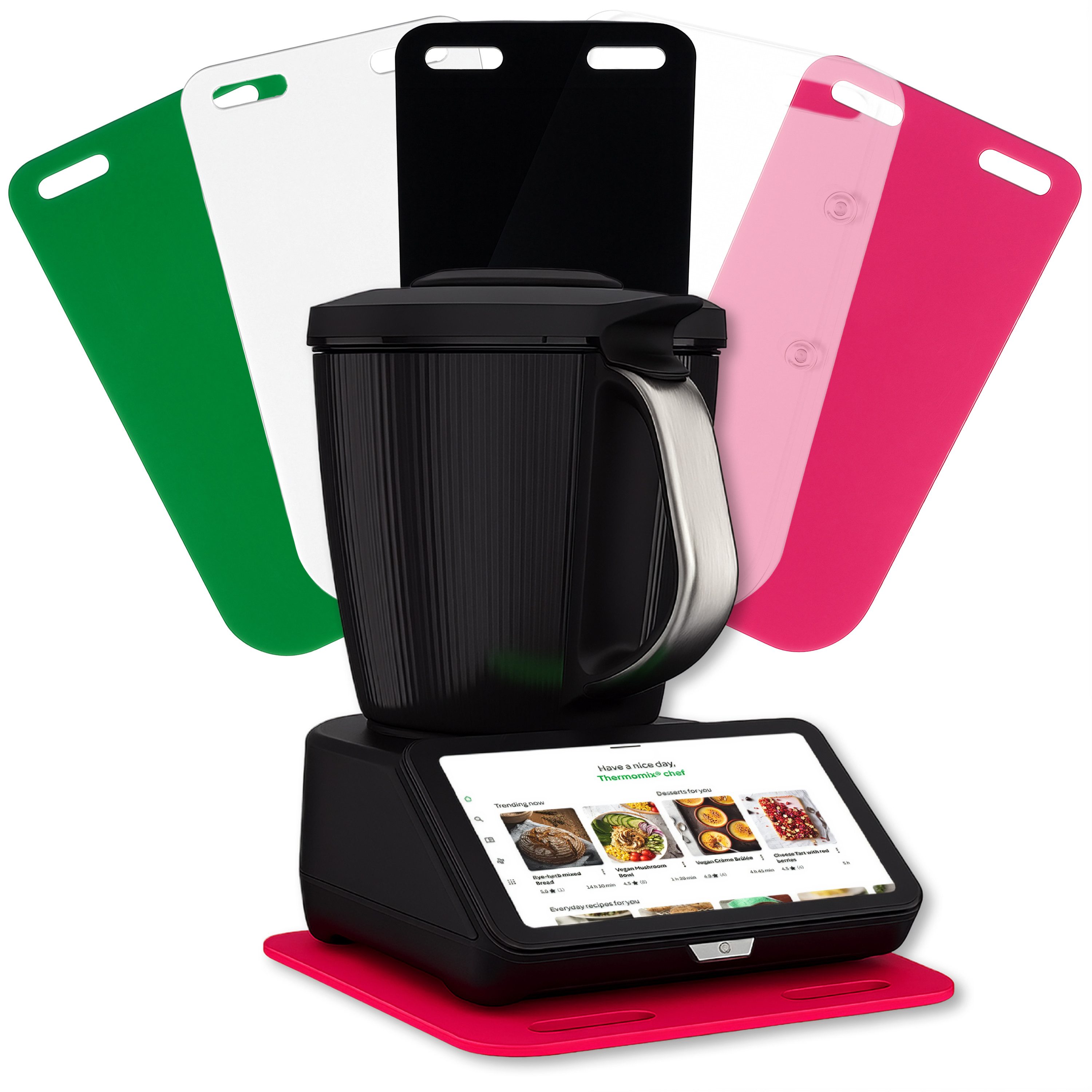 AREA17 Küchenmaschinen Zubehör-Set Acryl Gleitbrett für Thermomix TM7, 46x25cm, Farbwahl, Zubehör für TM7, stabiler Stand durch Gummifüße & leichtes Verschieben, dank Teflongleitern, einfache Handhabung, passend für jede Küche
