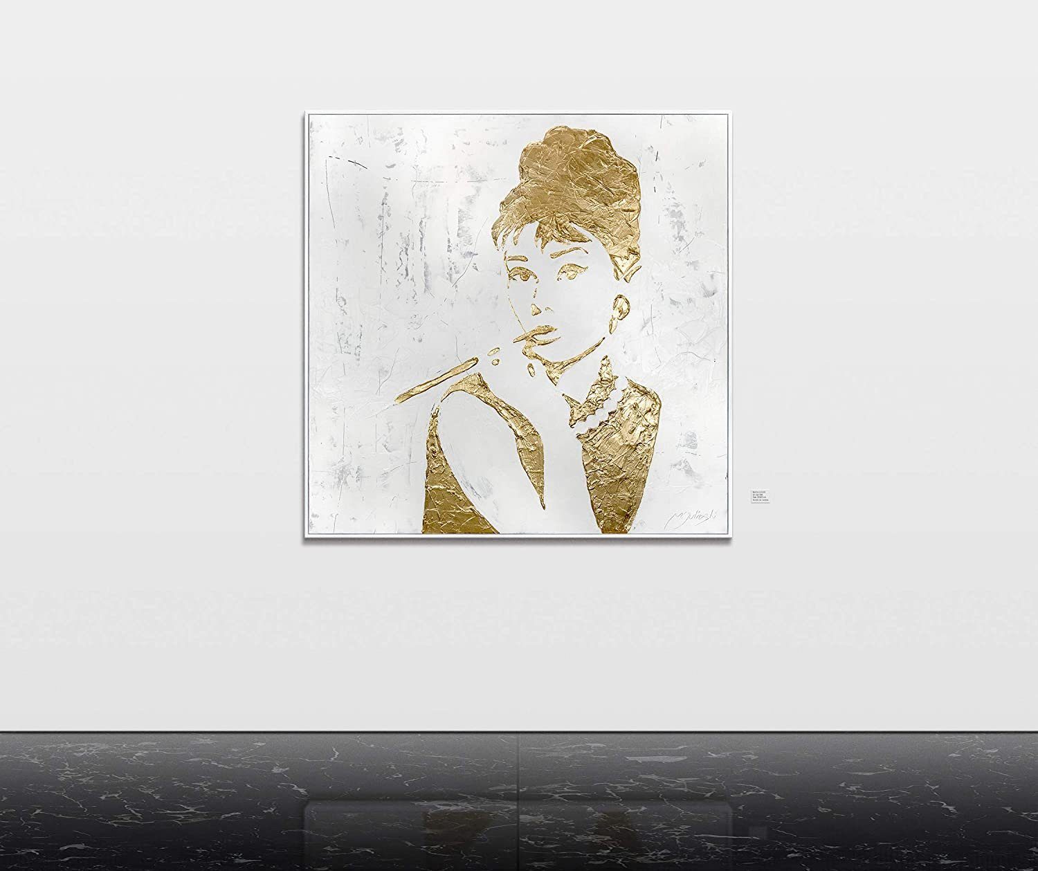 Leinwand Audrey, Bild Audrey Abstraktes YS-Art Handgemalt Rahmen mit Hepburn Gold Menschen, Gemälde