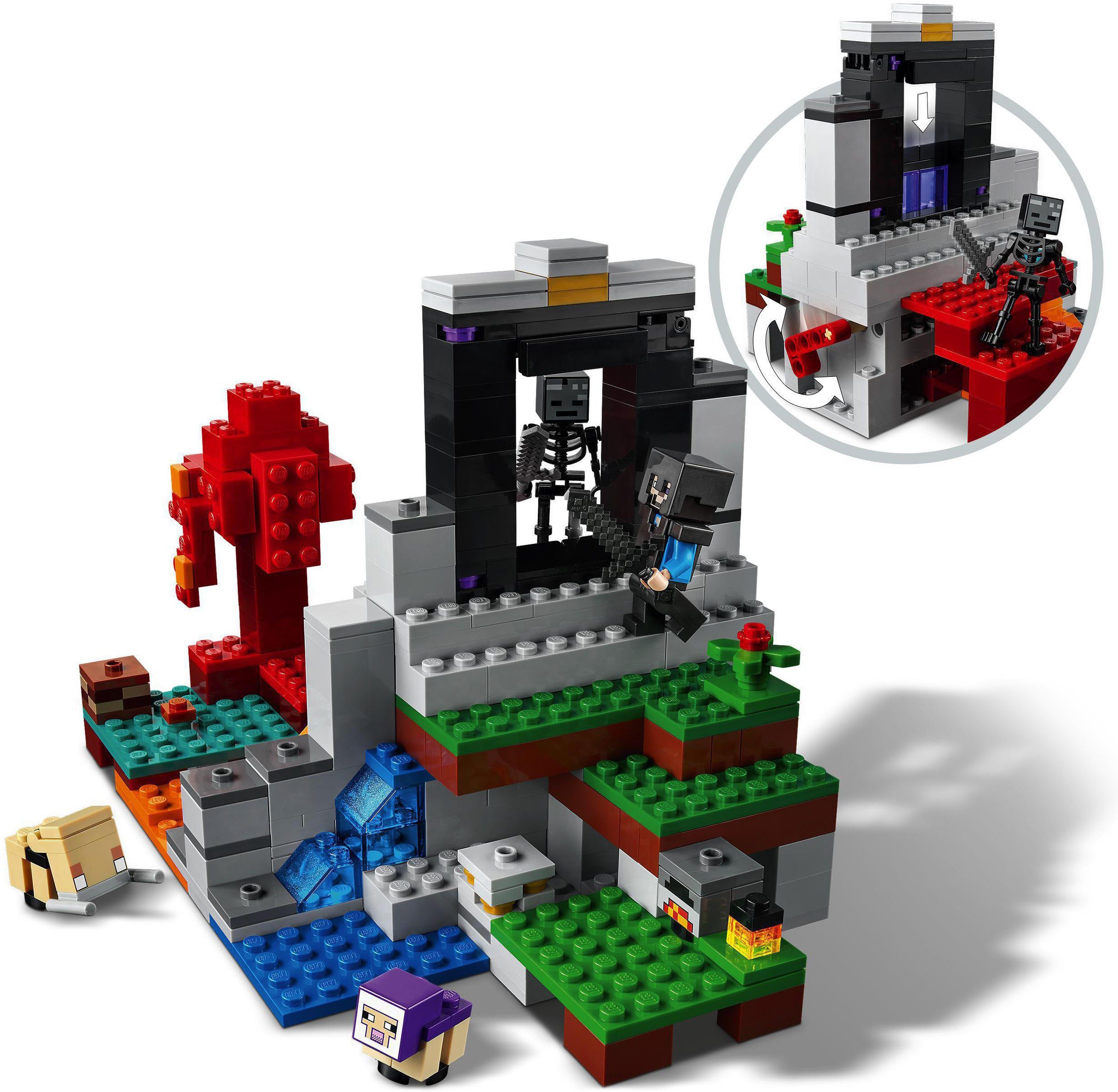 (21172), Minecraft™, (316 Europe Konstruktionsspielsteine zerstörte LEGO® Made St), LEGO® Portal Das in