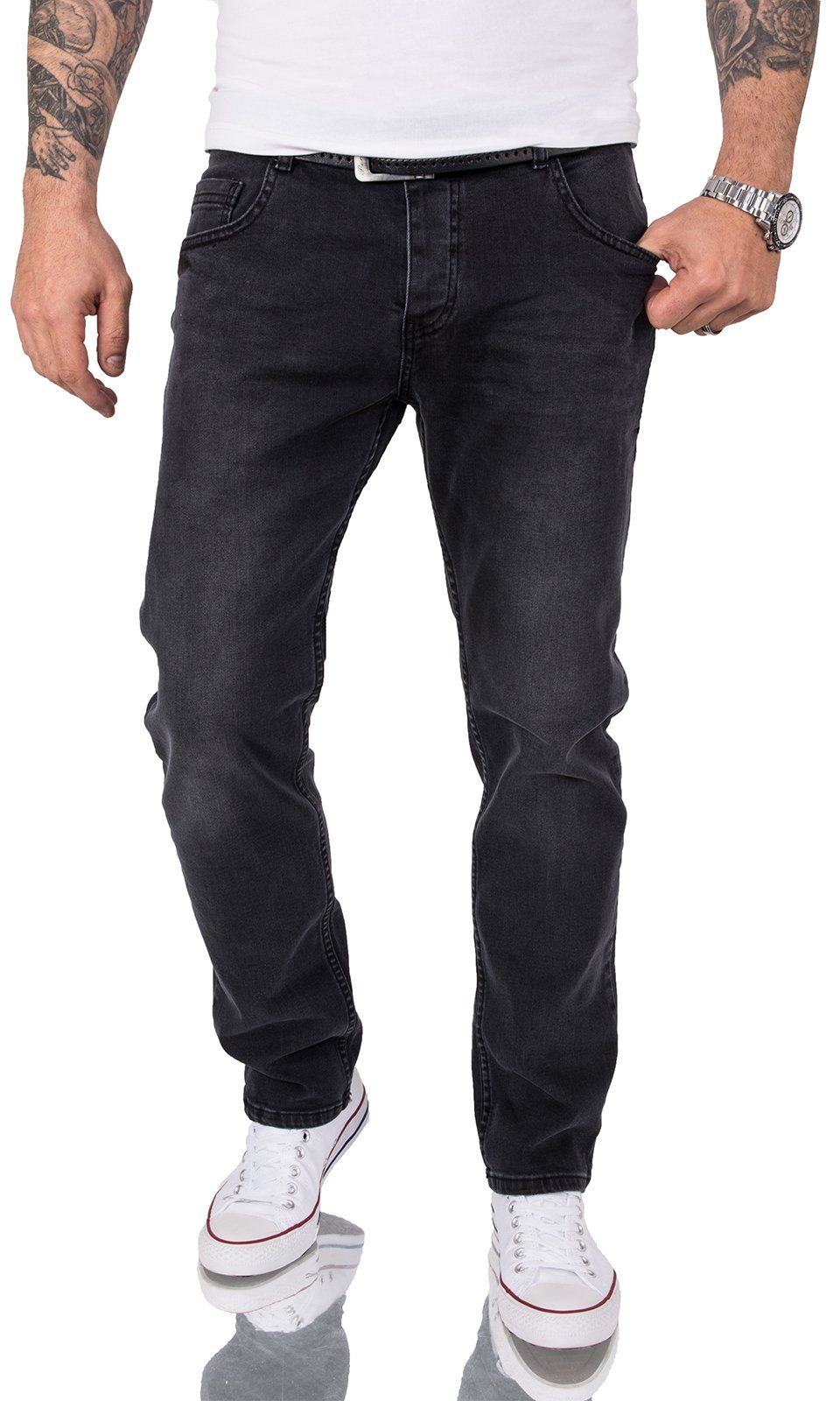 Rock Creek Regular-fit-Jeans Herren Jeans Stonewashed Dunkelgrau RC-2157