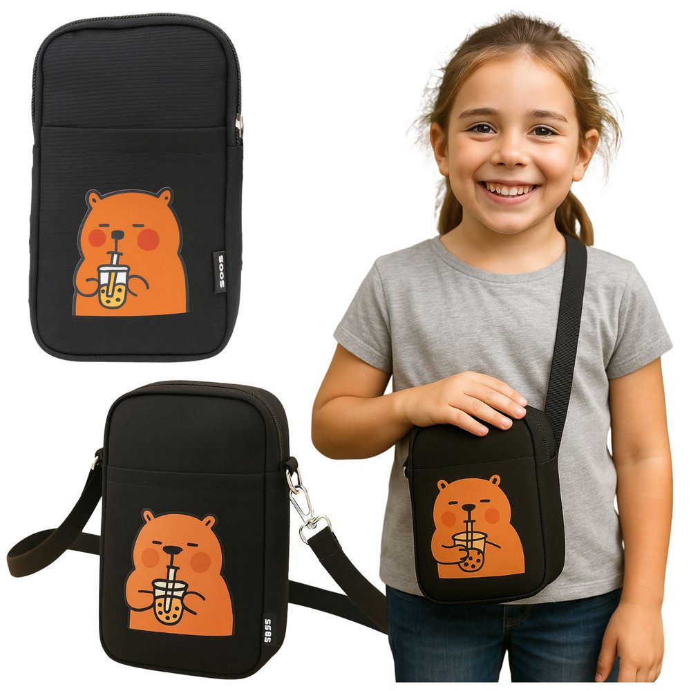 LEAN TOYS Schultertasche Umhängetasche Kindertasche Freizeittasche (Spar-Set, 1-tlg., 5 x 14 x 5, 19, 5 cm leicht), 3 Reißverschlussfächer, verstellbarer Gurt, leicht