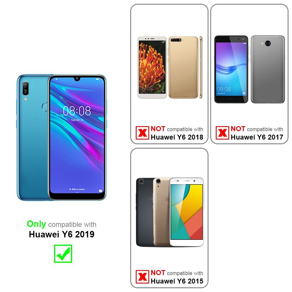 Cadorabo Handyhülle für Huawei Y6 2019 Hülle Huawei Y6 2019, Hülle Schutzhülle Blumen Flower mit Standfunktion Kartenfach Magnet