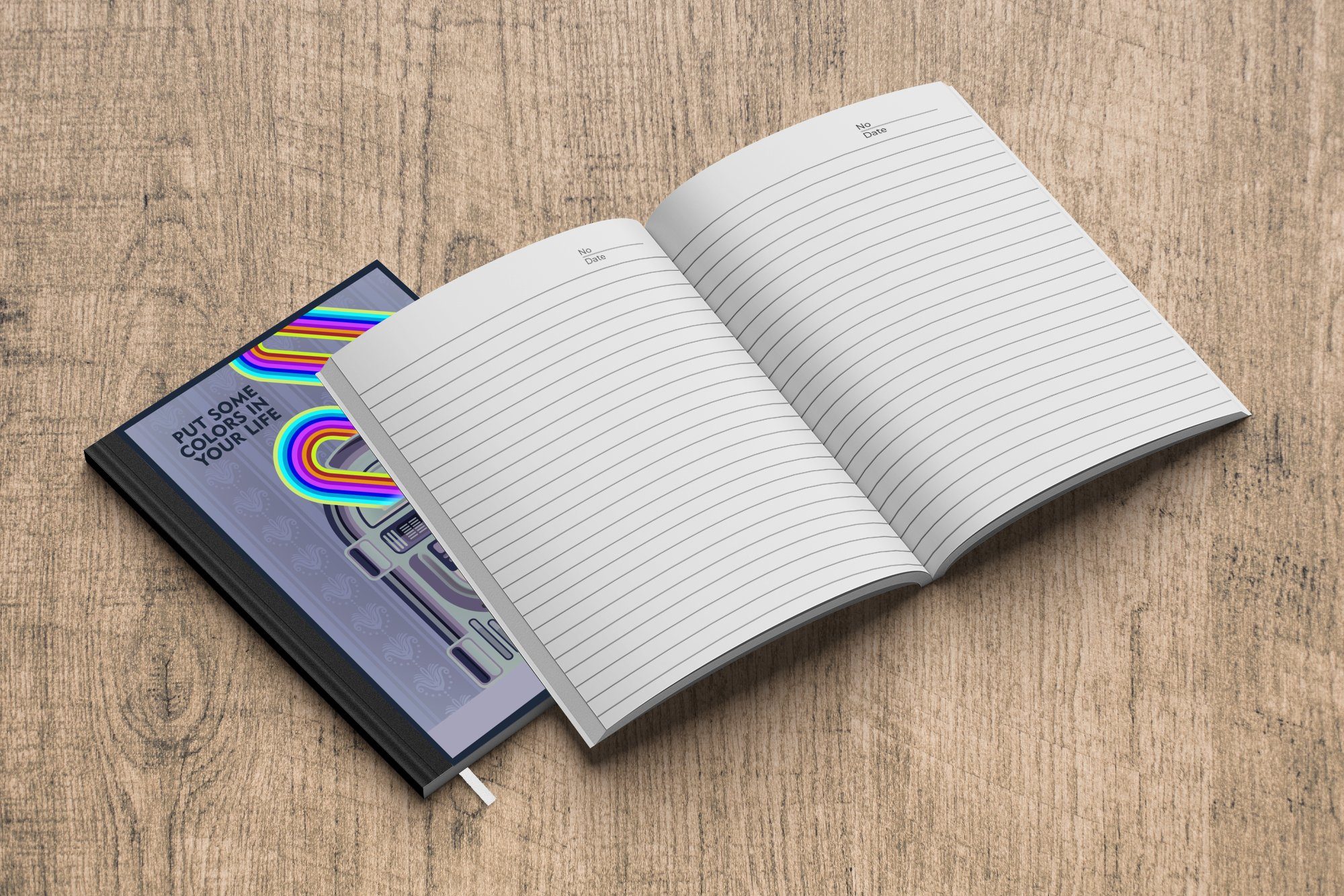 MuchoWow Notizbuch Jukebox Tagebuch, Merkzettel, Farbe -, 98 Seiten, Haushaltsbuch Regenbogen Leben A5, Farbe dein Notizheft, in Vintage - Bring - Journal, - 