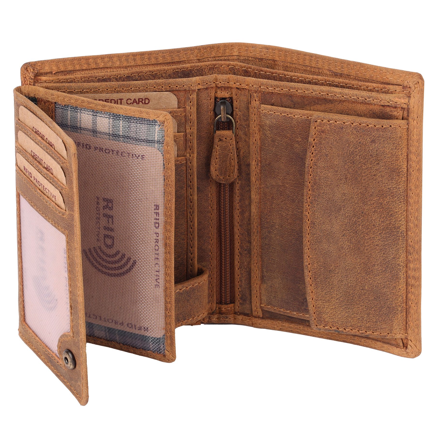 Benthill Geldbörse Herren Echt Leder Portemonnaie RFID Männer Geldbeutel Vintage Slim, RFID-Schutz Kartenfächer Münzfach