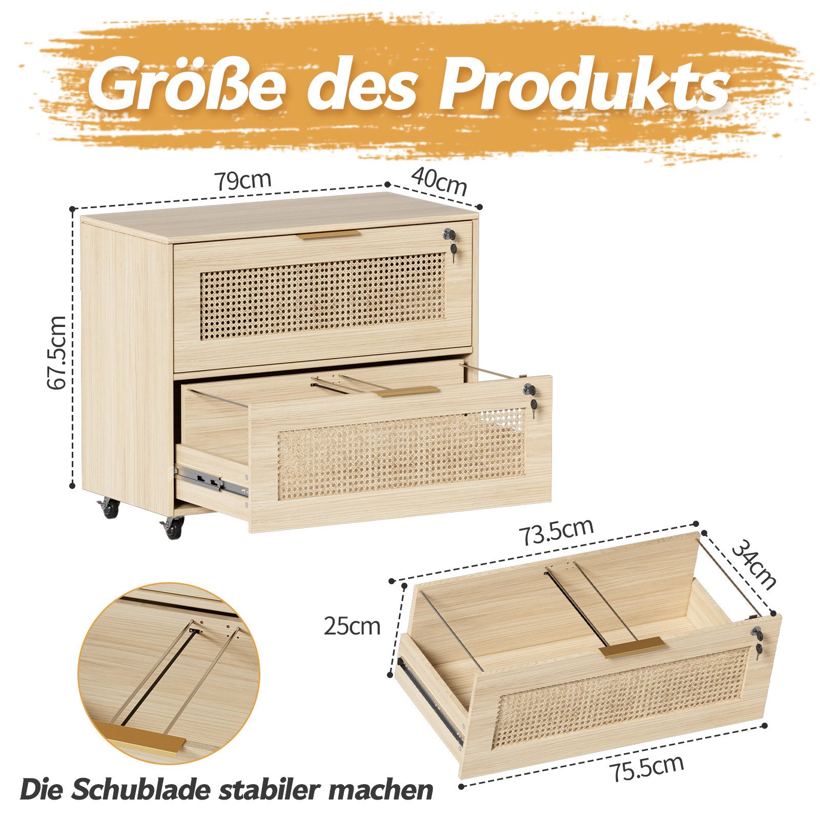 TWSOUL Aktenschrank Rollcontainer verstellbarem Büroschrank Schubladen günstig online kaufen