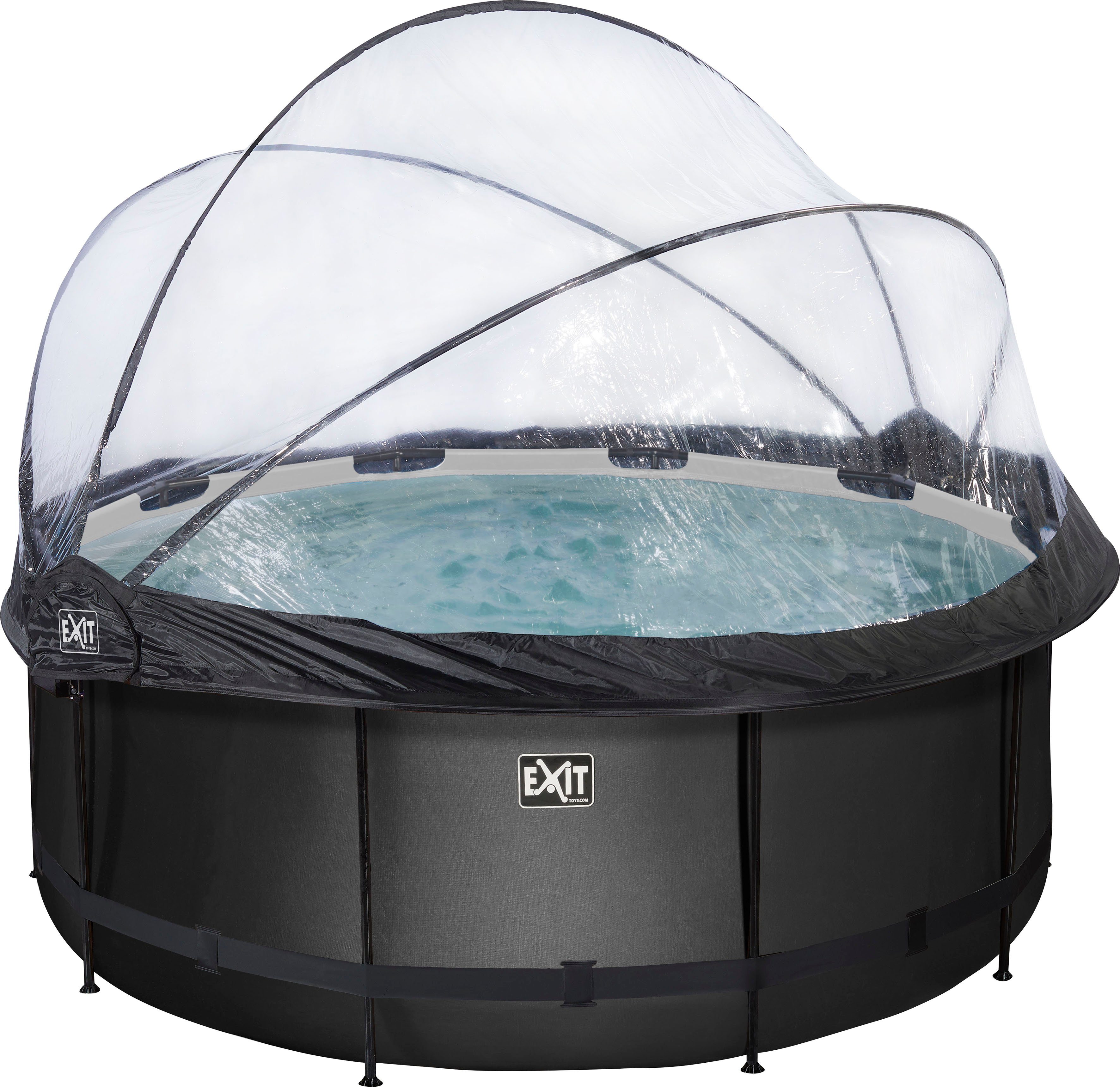 EXIT Framepool inkl. multifunktionaler Abdeckung und Wärmepumpe (Set, 5-tlg), ØxH: 360x122 cm, mit Sandfilteranlage, Wärmepumpe, Sicherheitsleiter
