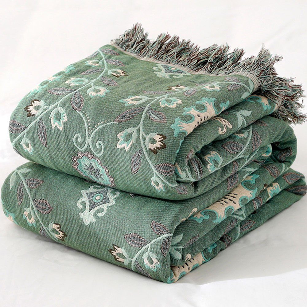 FELIXLEO Baumwollbettdecke Decke wendbare geflochtene mit Fransen Sofadecke günstig online kaufen