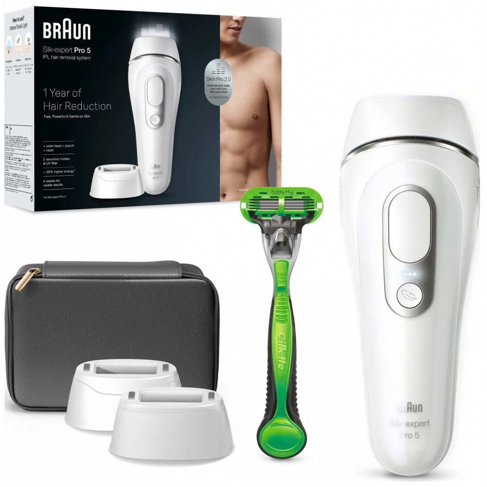 Braun IPL-Haarentferner Silk-expert Pro 5 PL5145 - IPL-Haarentferner - weiß/silber
