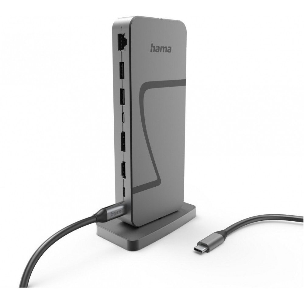 Hama Laptop-Dockingstation Hama USB-C Docking-Station 10 Ports grau Zubehör., Kompaktes Design in Grau