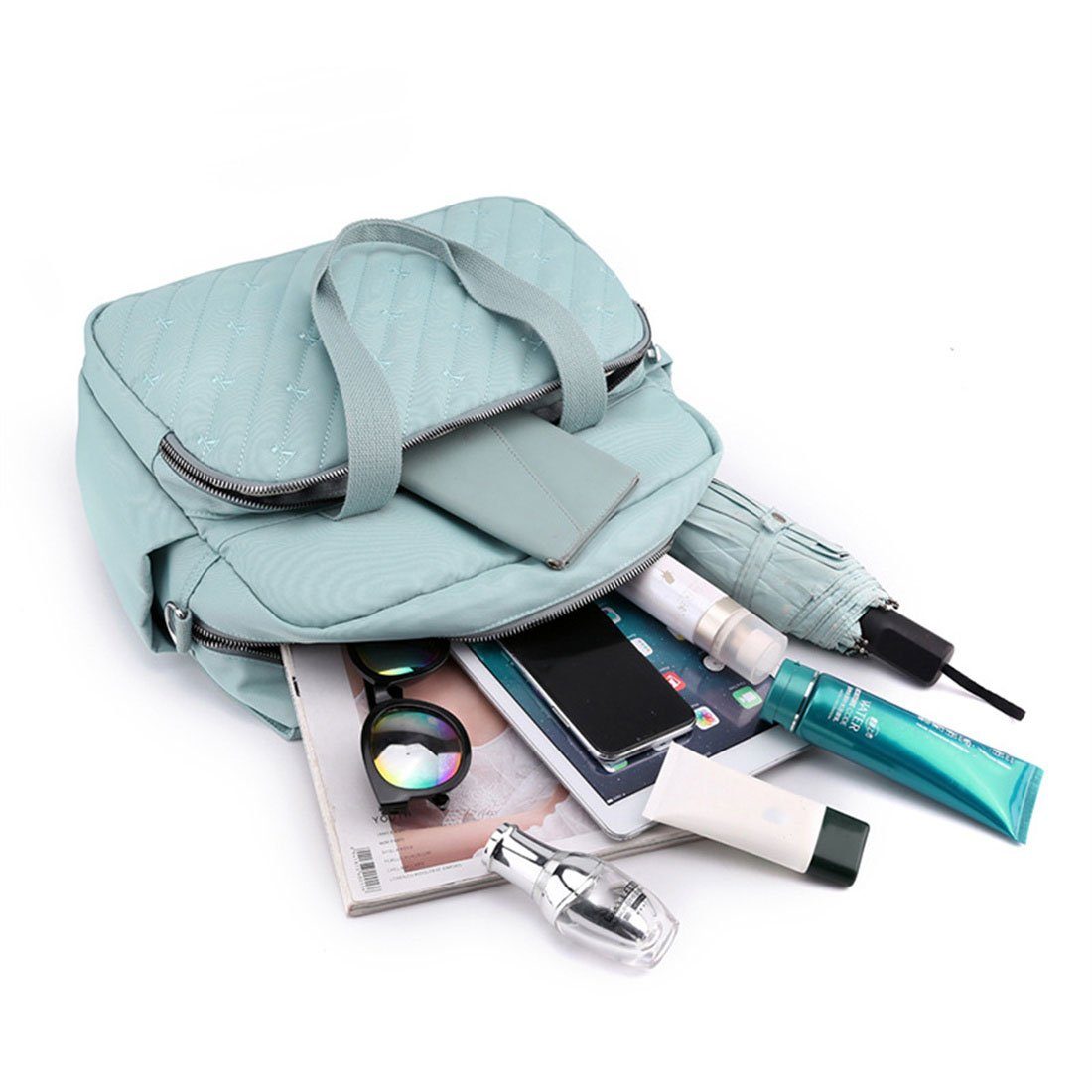 Lila Umhängetasche,USB-Lade-Reiserucksack, Frauen Computer-Tasche DÖRÖY Cityrucksack Stickerei