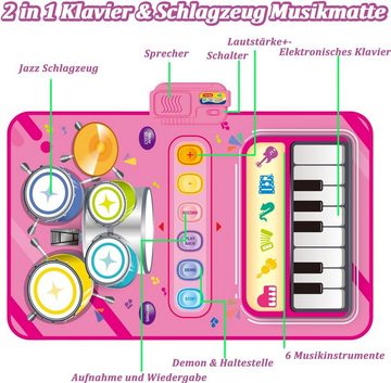 DTC GmbH Spielmatte 2 in 1 Musikmatte, Piano-Pads, Drum Pad mit 2 Sticks -Rosa (Singen Sie sich die Seele aus dem Leib, wenn Sie dieses 2-in-1-Musikpad spielen)