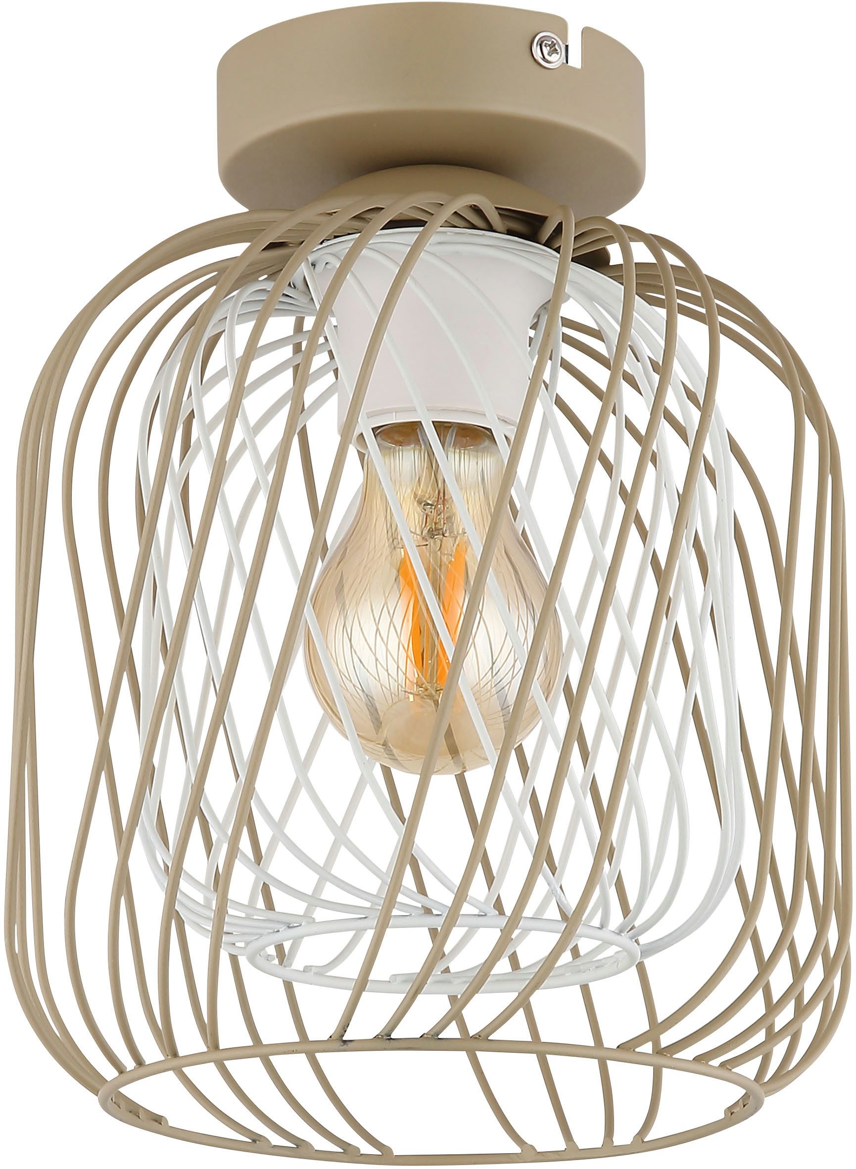 GLOBO LIGHTING Deckenleuchte DICHTI, ohne Leuchtmittel, Deckenlampe/sandfarben/Metallgeflecht/ø: 180mm/