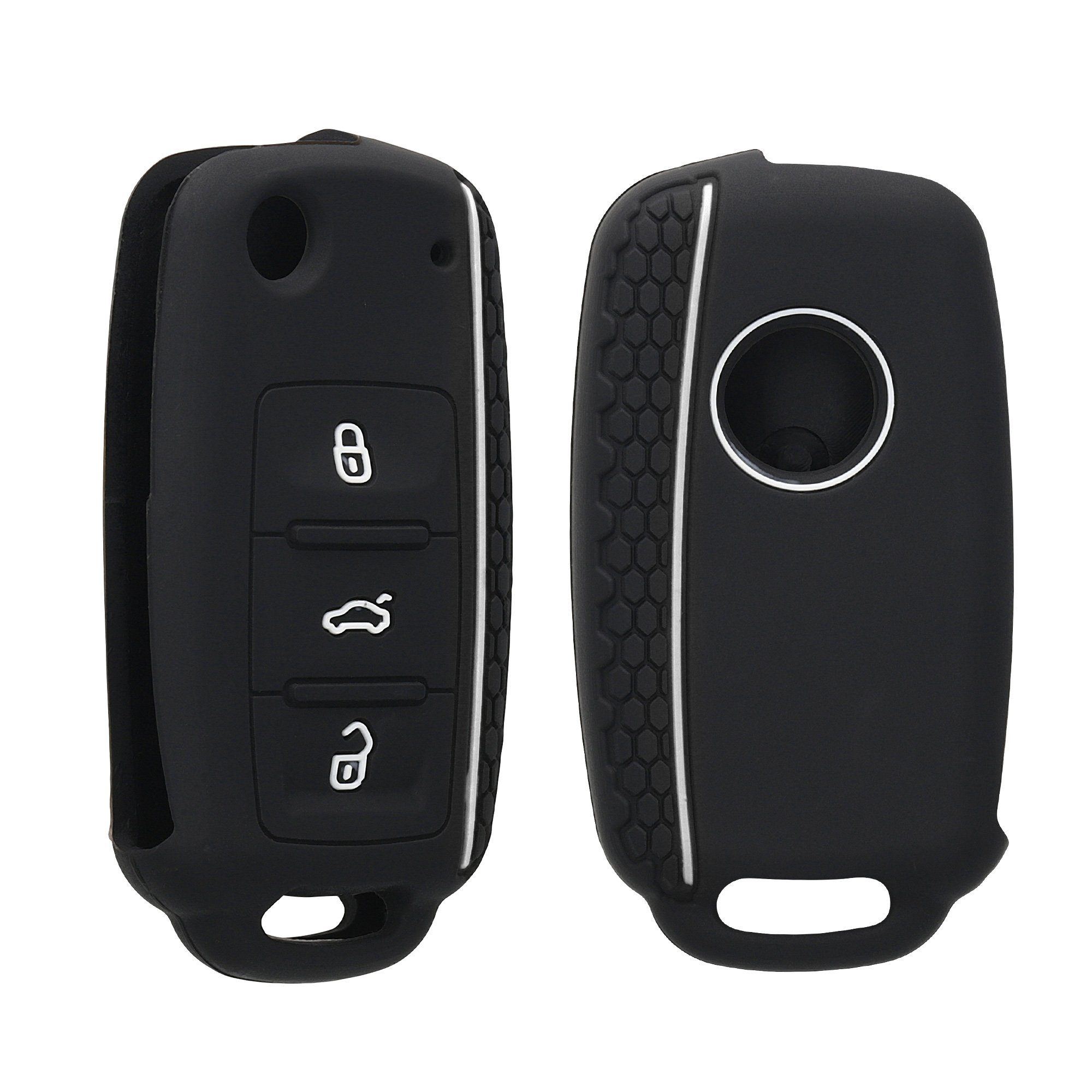 kwmobile Schlüsseltasche Autoschlüssel VW Silikon Skoda Seat, Schlüssel Weiß Cover für Hülle Case Schlüsselhülle