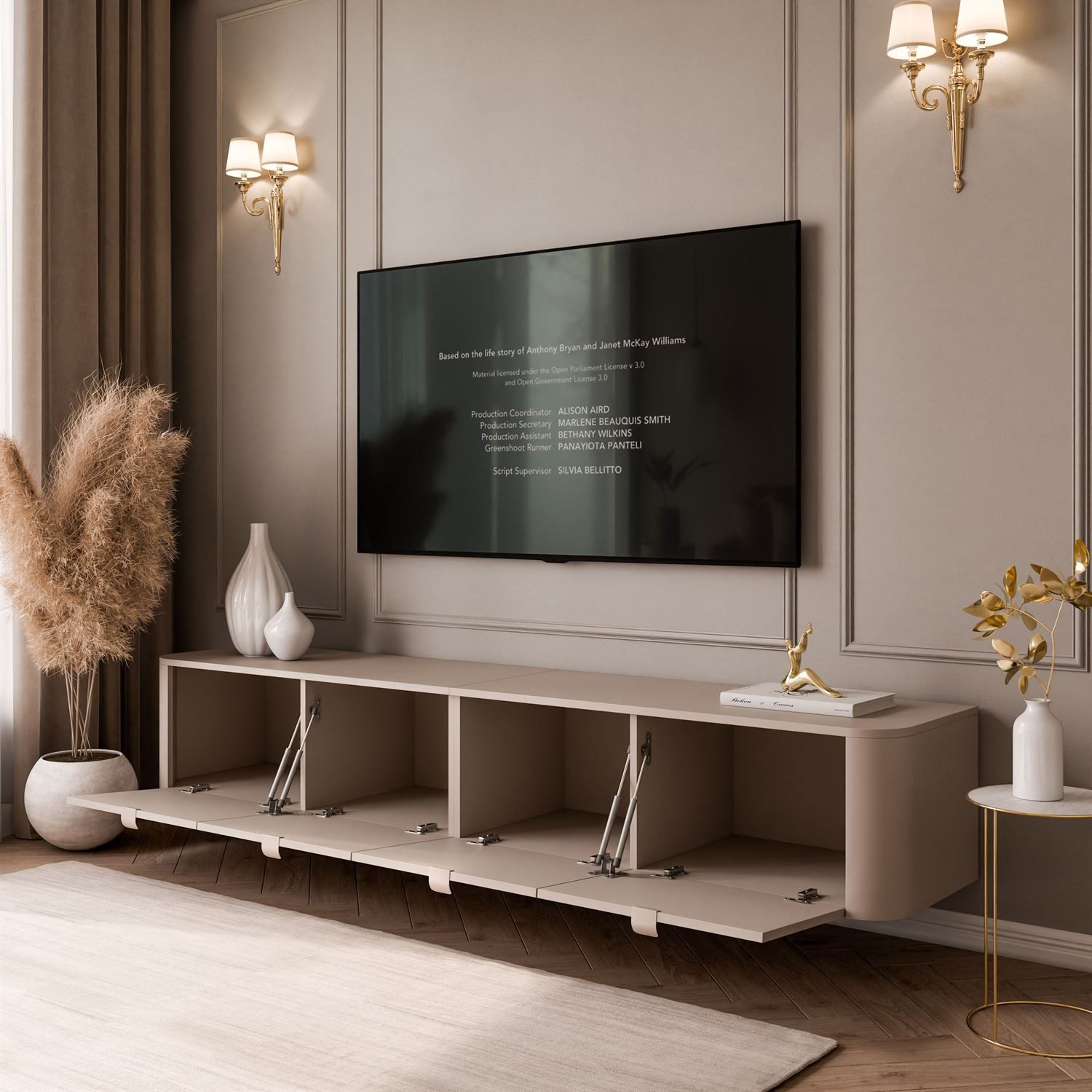Lookway TV-Schrank CELESTE TV-Hängeschrank mit LED-Beleuchtung (2x TV-Schrank, mit LED Beleuchtung) 200x40x33,5 cm – Bild 4 von 5