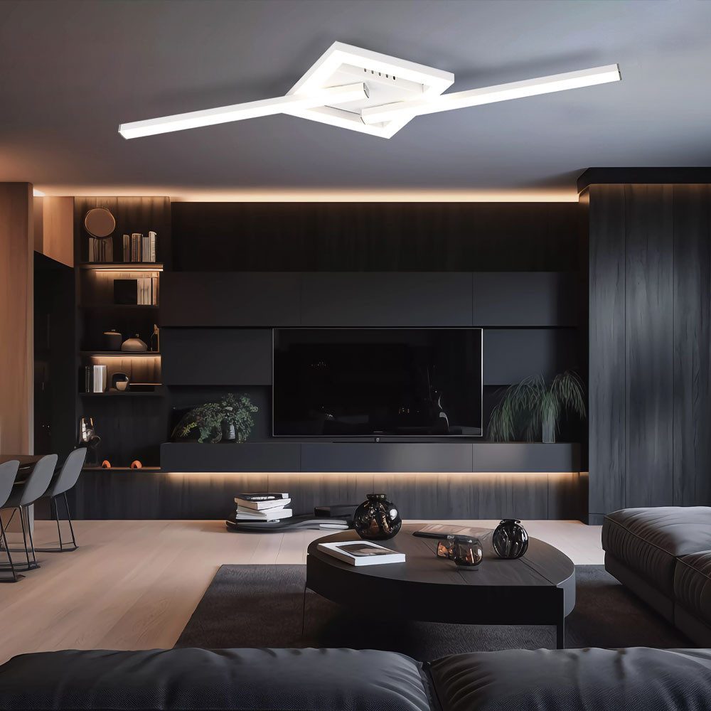 Reality Leuchten LED Deckenleuchte, LED-Leuchtmittel fest verbaut, Neutralweiß, Deckenleuchte Wohnzimmerleuchte LED Metall weiß-matt