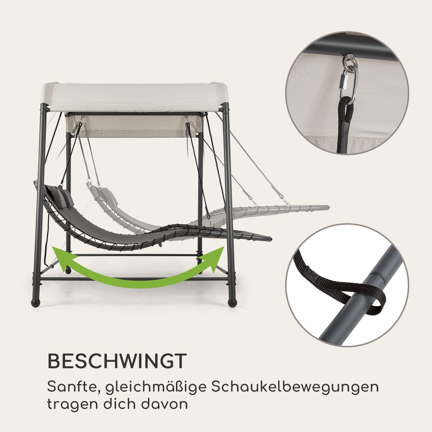 blumfeldt Doppelschaukel Palermo, sanfte Schaukelbewegungen,Sonnen- und Regen-Schutz-Dach