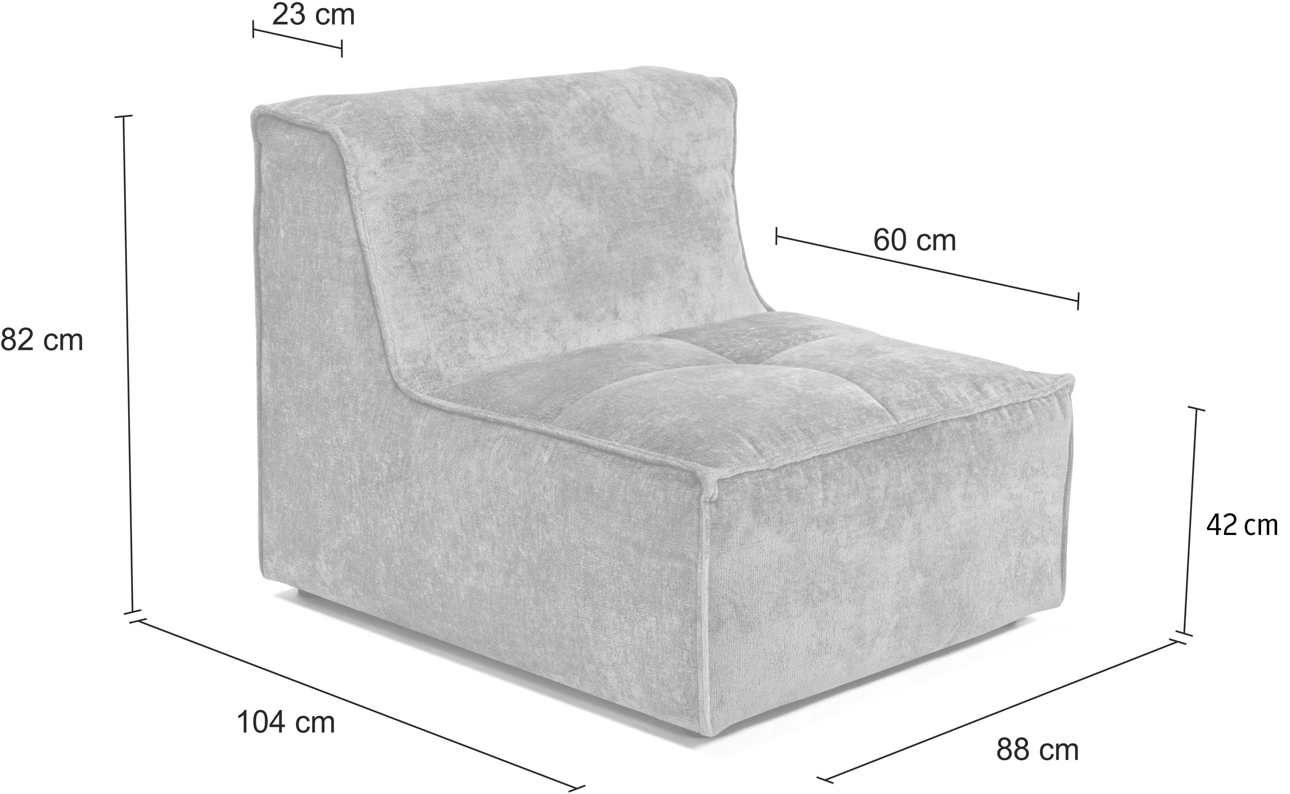 RAUM.ID Sofa-Mittelelement Monolid Zusammenstellung St), verwendbar, individuelle als für Modul dunkelgrau (1 oder separat