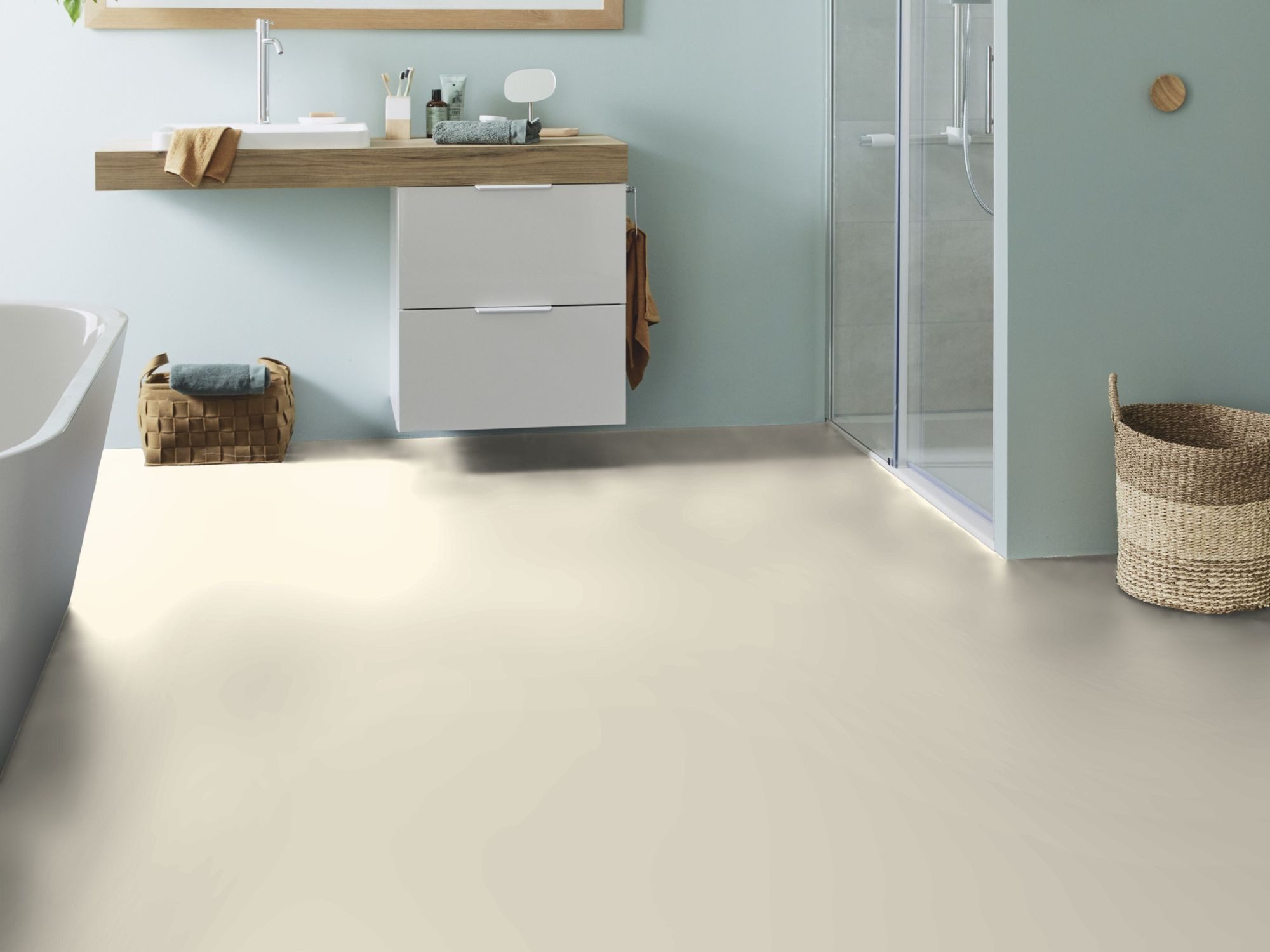 misento Vinylboden Splash Uni, für Feuchtraum- und Privatbereiche, PVC Bodenbelag Meterware 200/400 cm breit, Stärke 2,6 mm